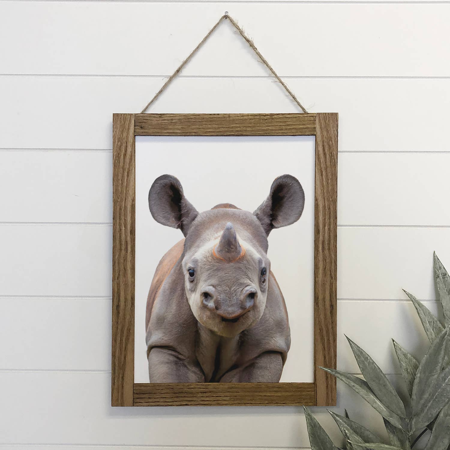 Baby Rhinoceros Wood Sign Cute Animal Wall Art