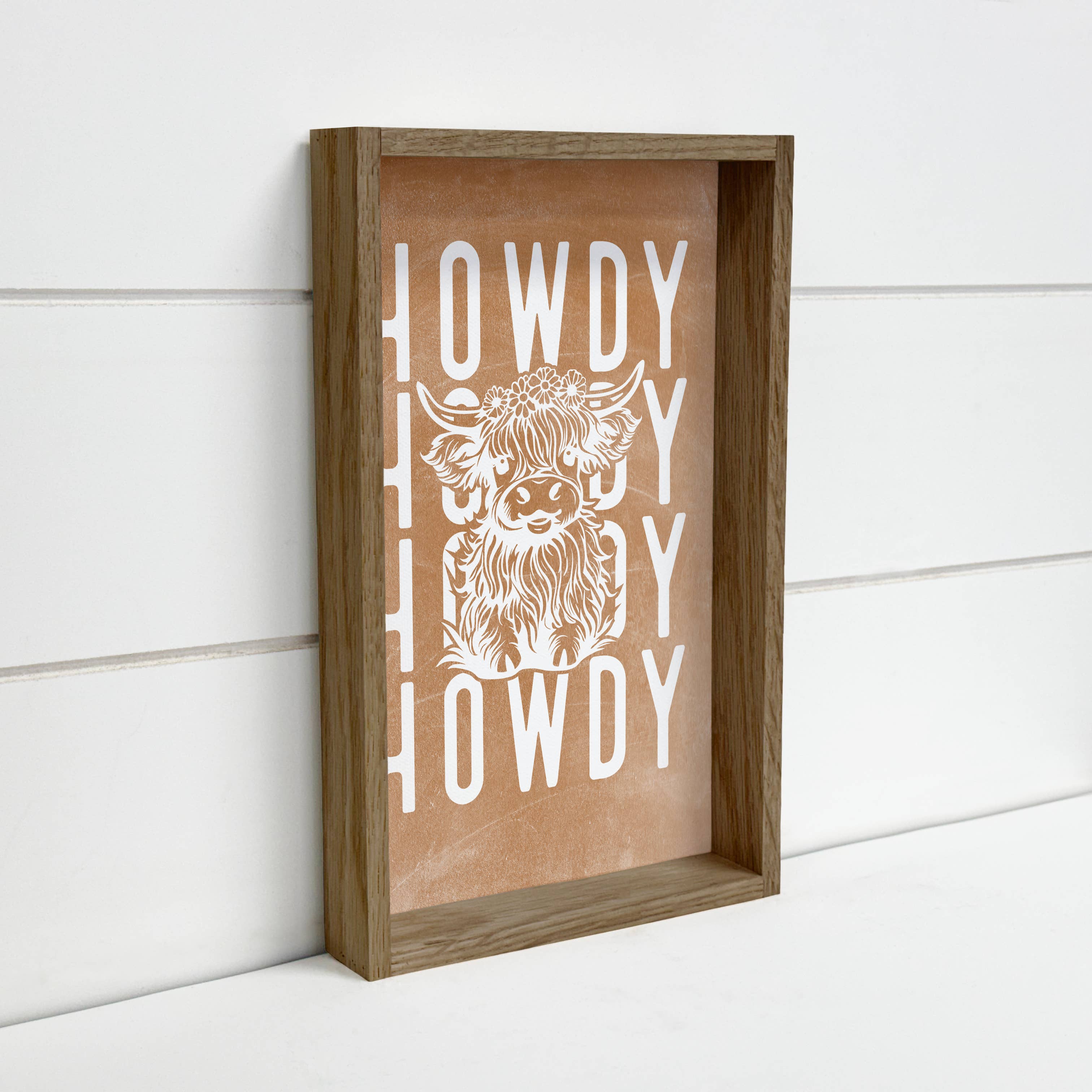 Howdy Highland Cow - Western Canvas Art - Wood Framed Art