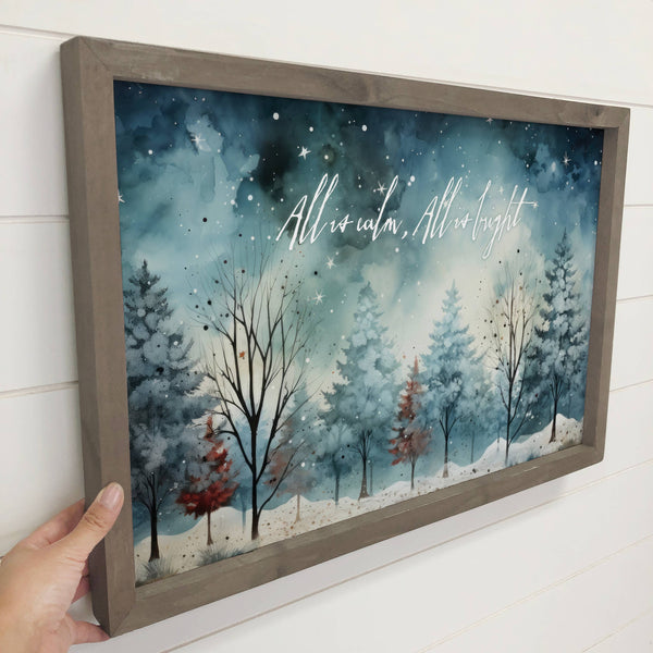 All is Calm All is Bright Winter - Christmas Canvas Art