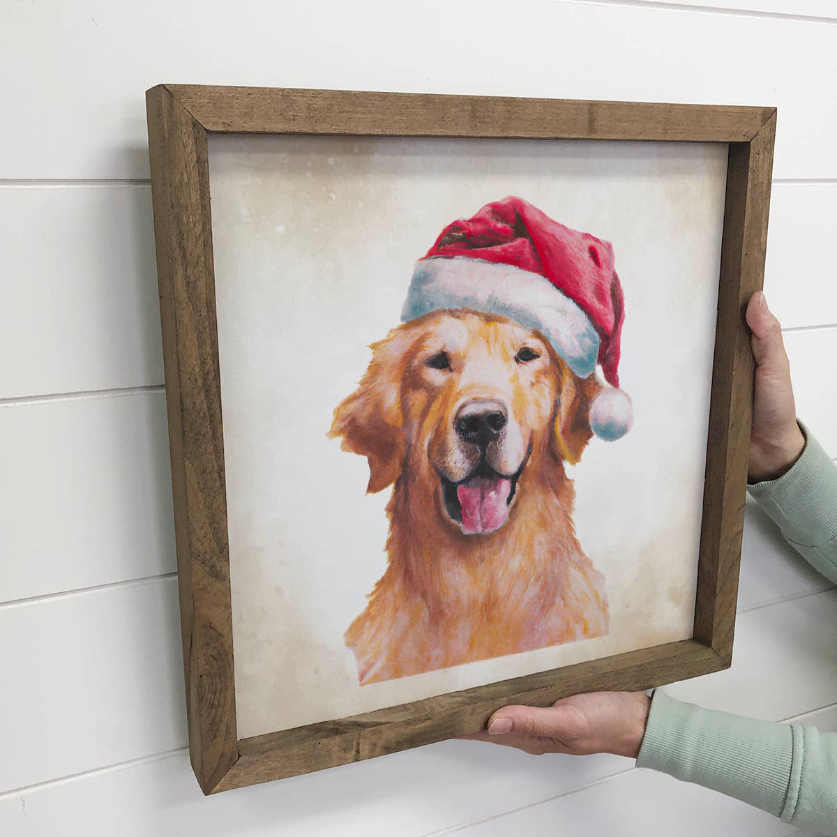 Golden Retriever Dog Christmas Canvas Sign