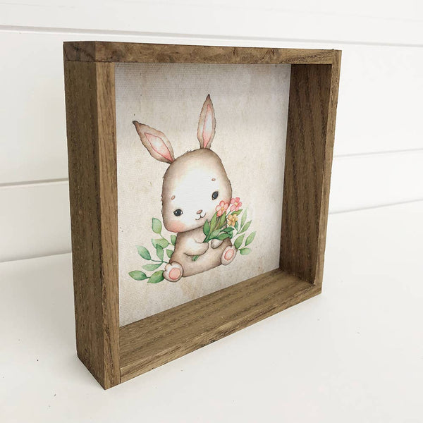 Baby Bunny in Springtime Easter Small Canvas Sign