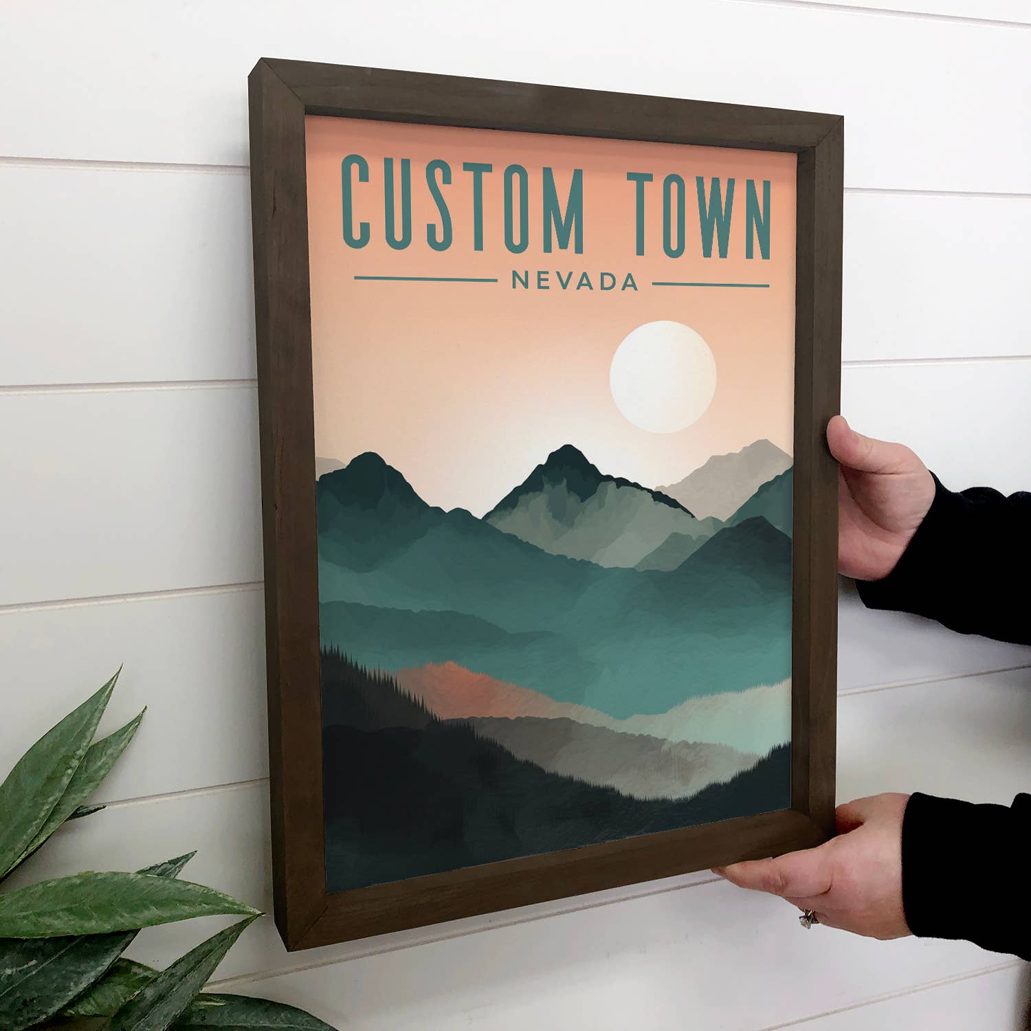 Midcentury Modern Mountains - Personalized Art - Framed Art