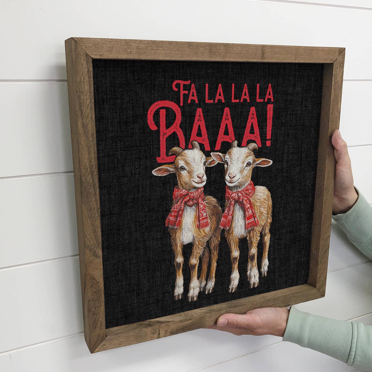 Fa La La La Baa Christmas Goats - Christmas Canvas Art