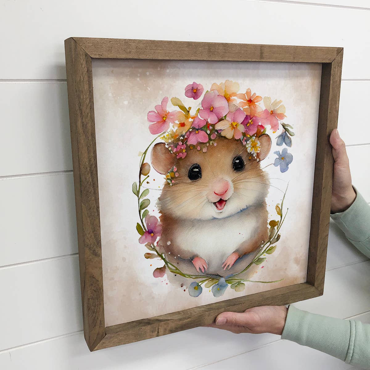 Cute Flower Vole - Baby Animal with Flower Crown - Baby Vole