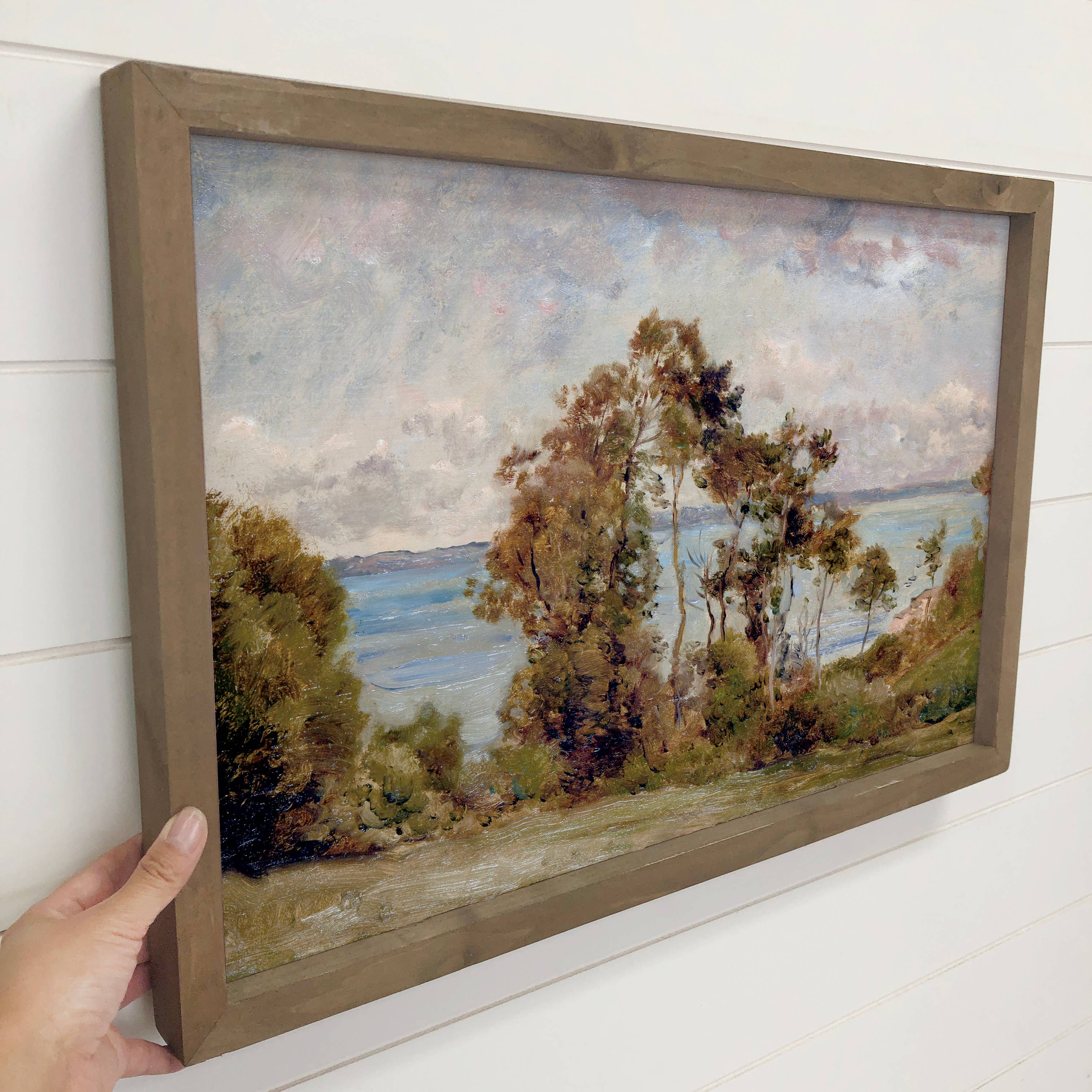 Sea Behind Trees - Nature Canvas Art - Wood Framed Decor