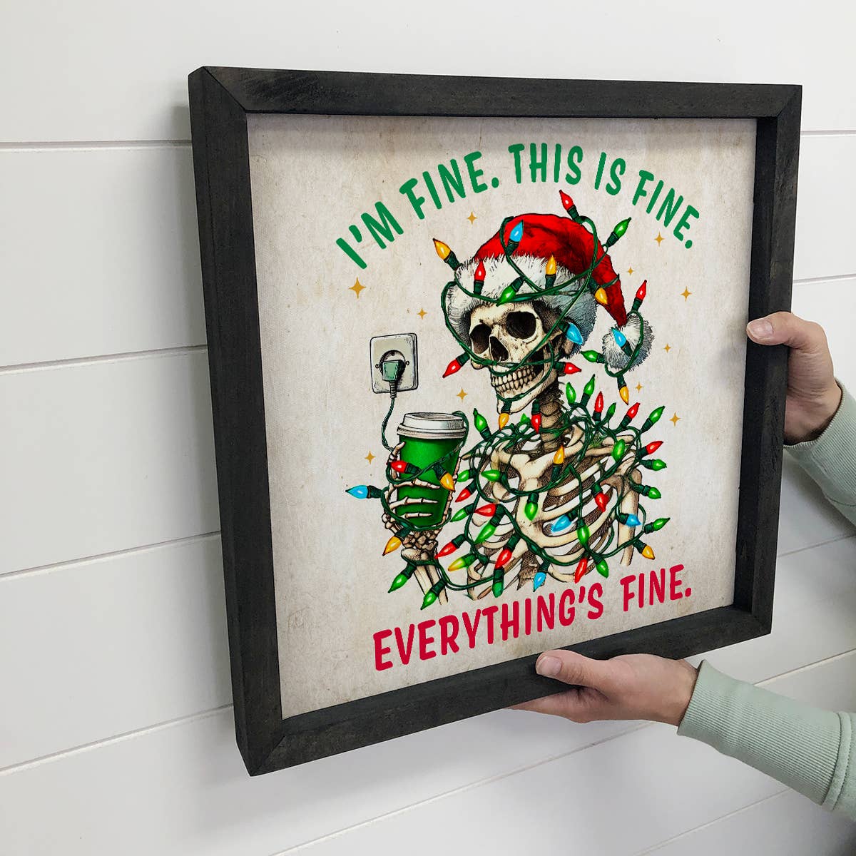 I'm Fine Christmas Skeleton - Christmas Canvas Art - Framed