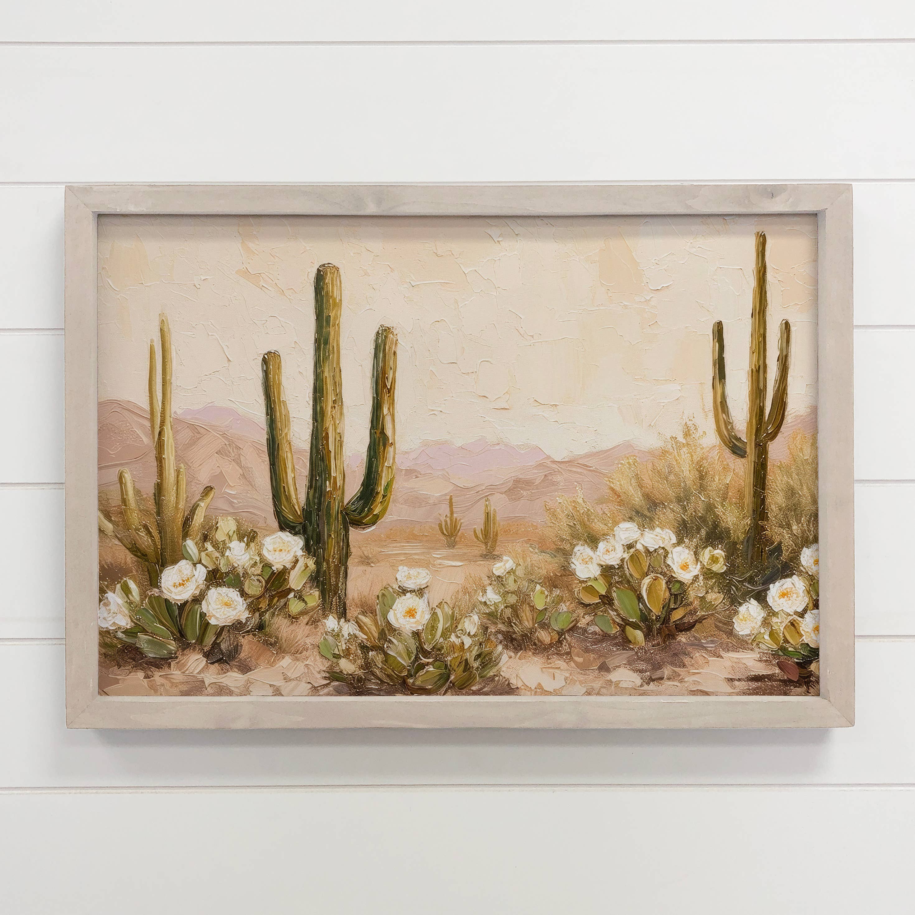 Blooming Beige Desert - Desert Landscape - Wood Framed Art