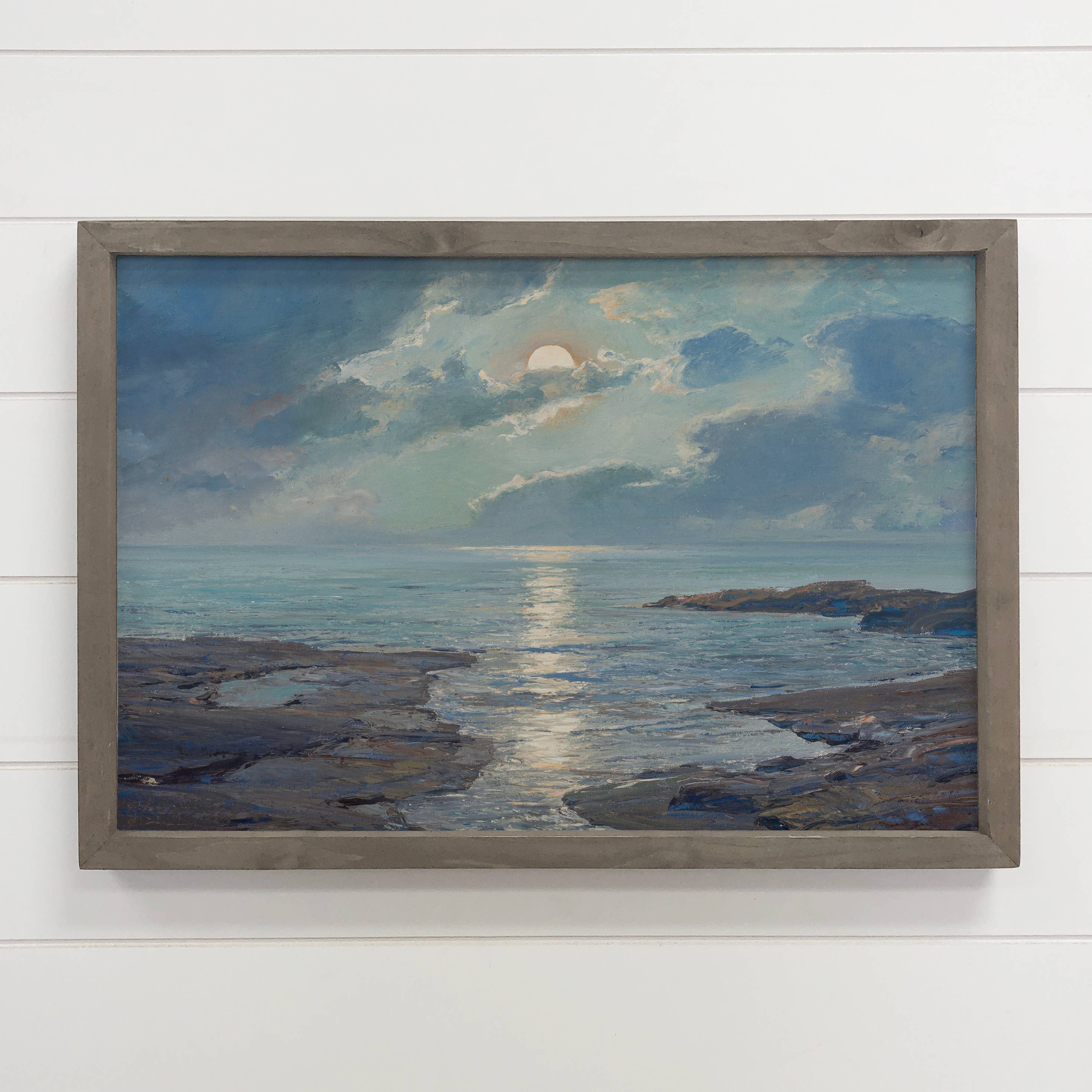Rising Moon Tide - Nature Landscape Canvas Art - Framed Art