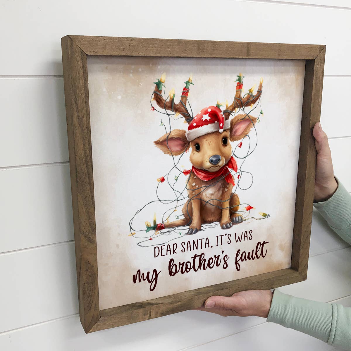 It Was My Brothers Fault Reindeer - Cute Holiday Animal Art
