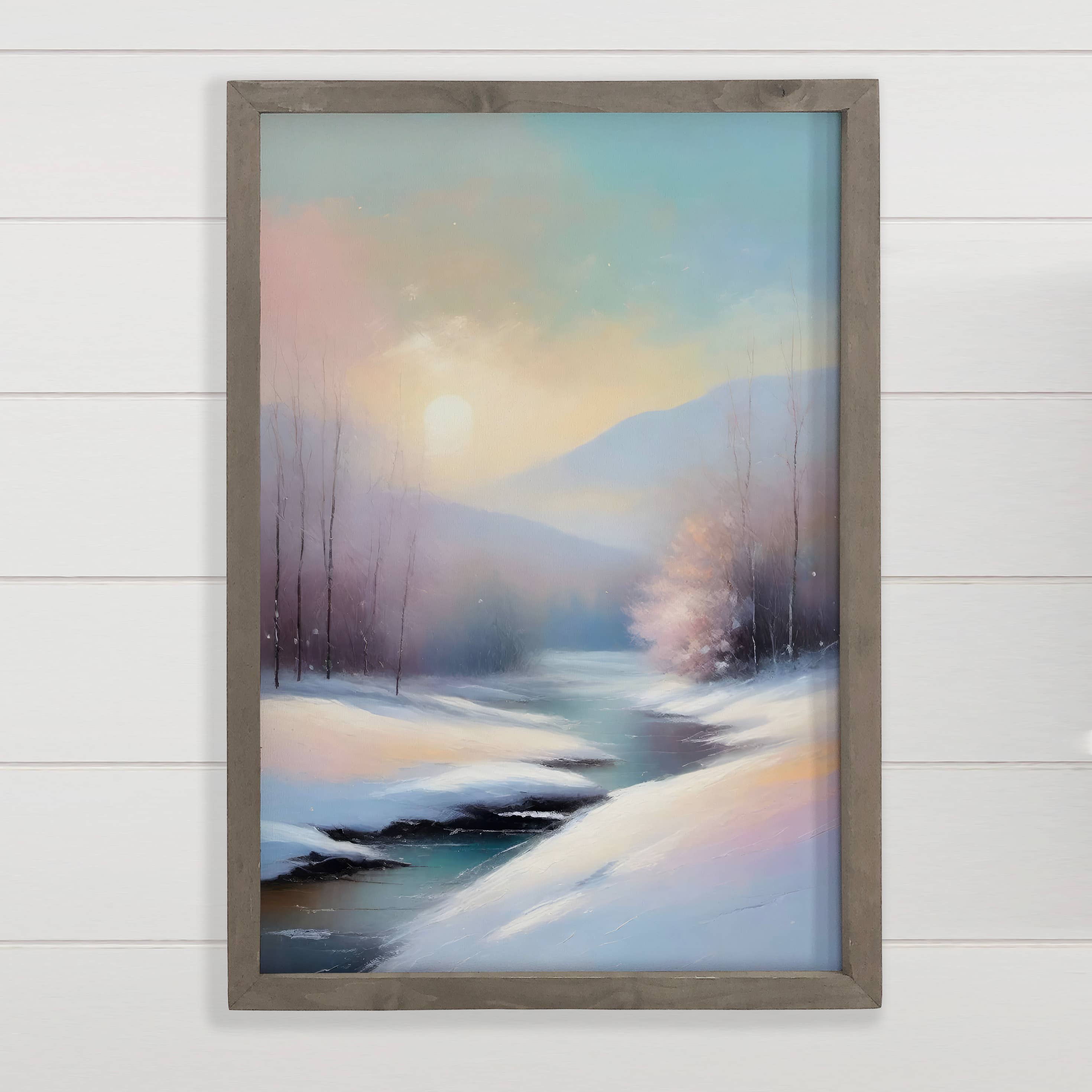 Winter Pastel Landscape - Winter Canvas Art - Wood Framed