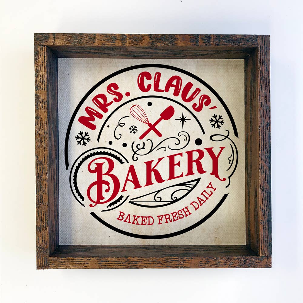 Mrs. Claus Bakery - Framed Holiday Word Sign - Word Art