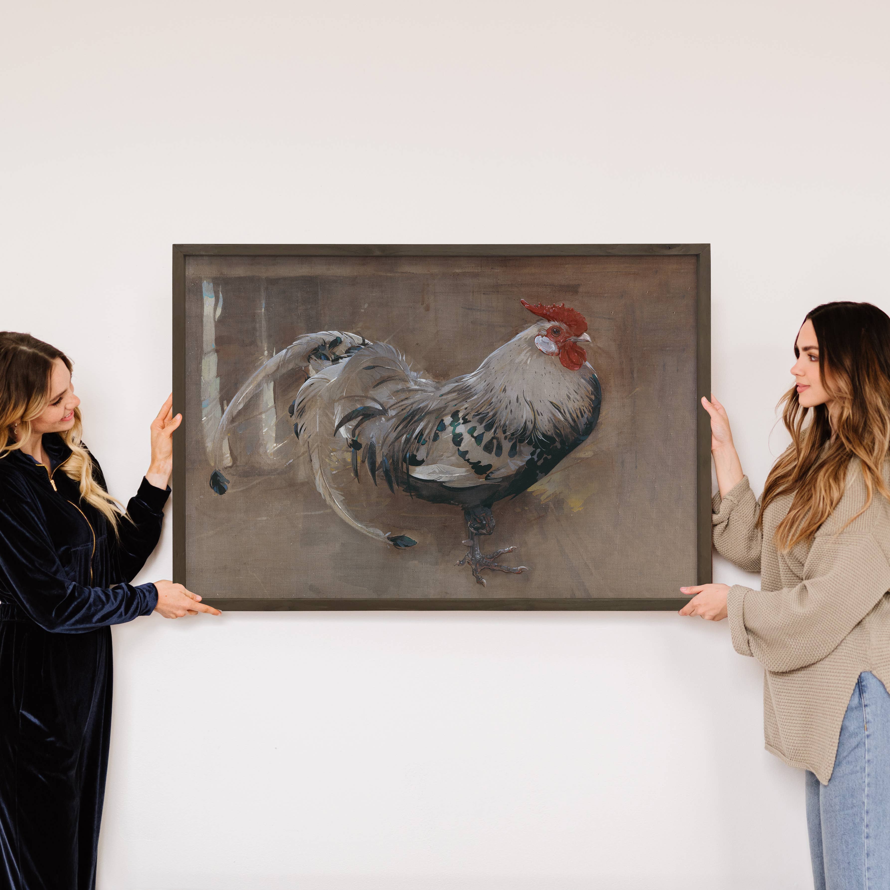 Spangled Rooster - Rooster Canvas Art - Wood Framed Artwork