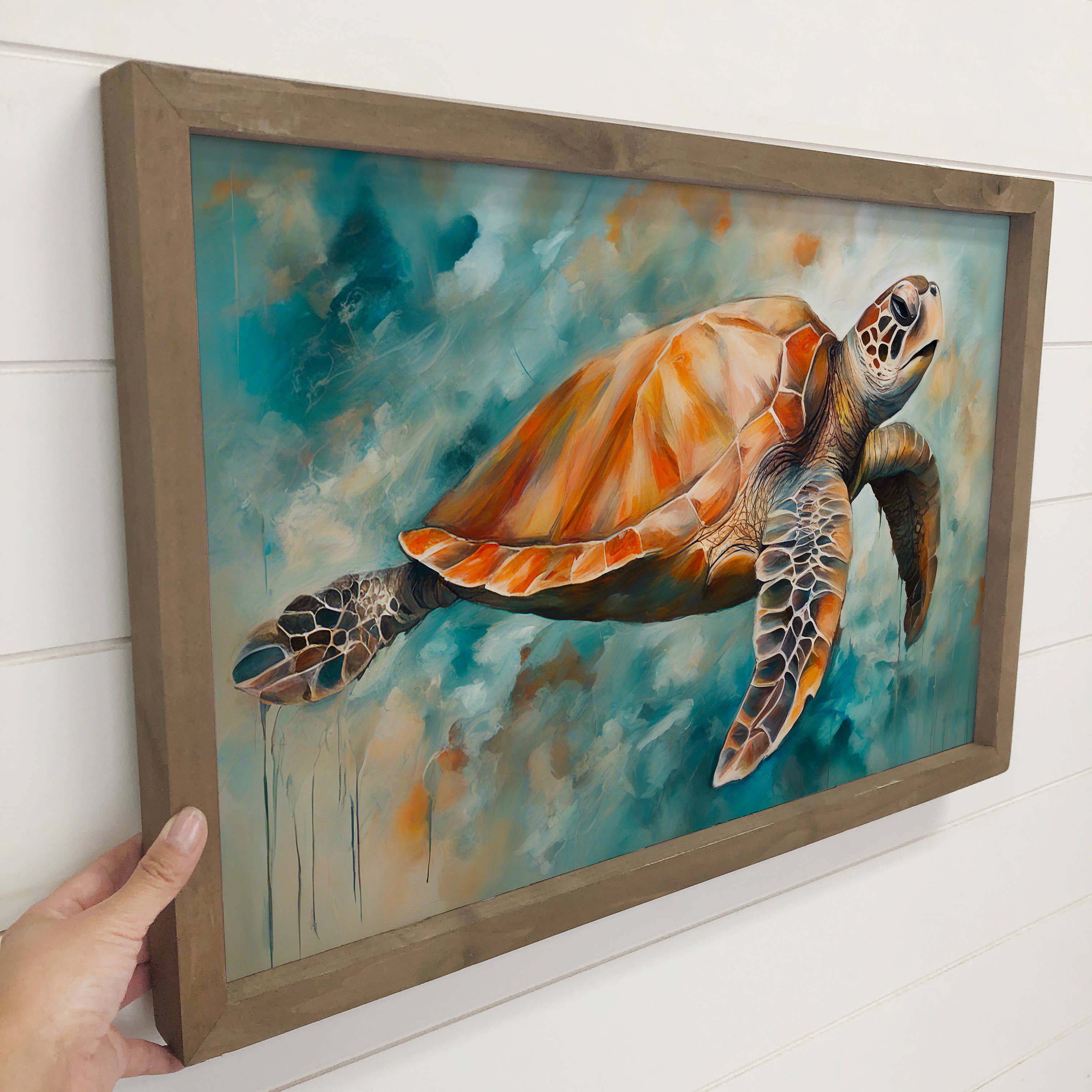 Ocean Sea Turtle - Turtle Canvas Art - Wood Framed Wall Art