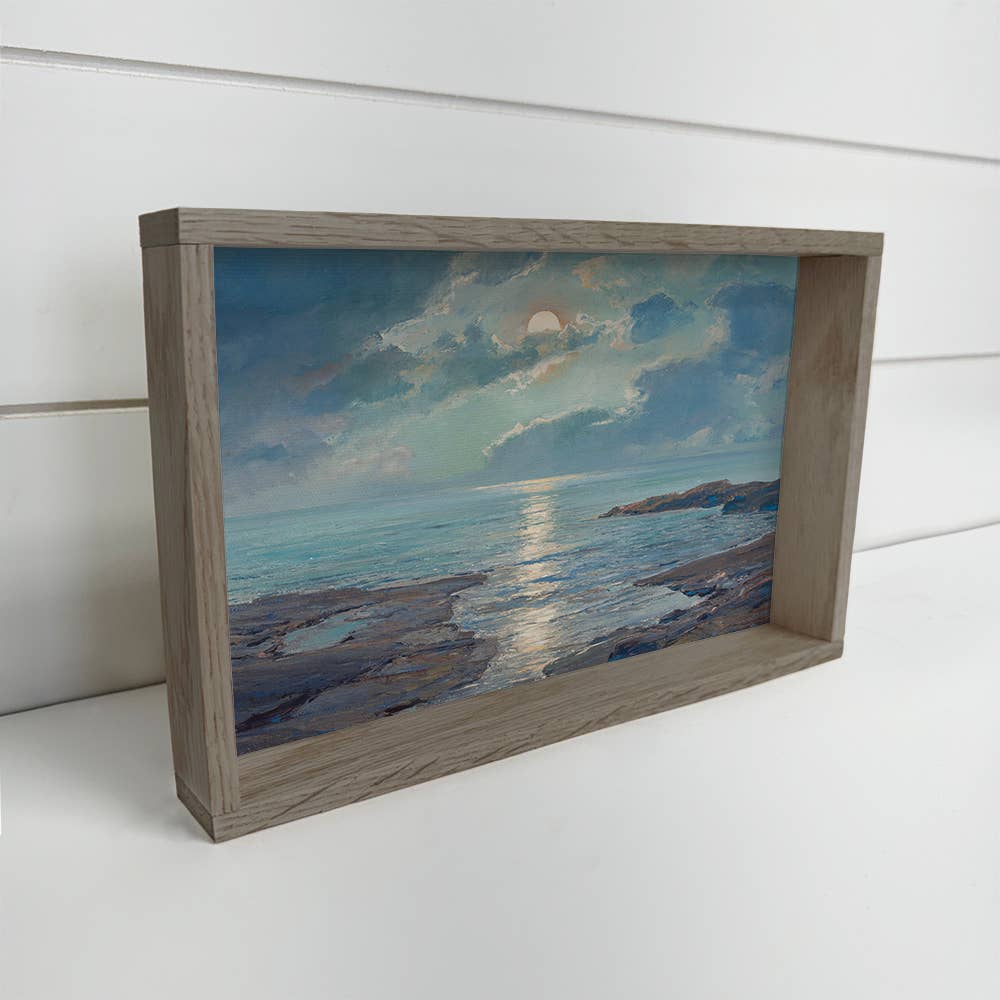 Rising Moon Tide - Nature Landscape Canvas Art - Framed Art