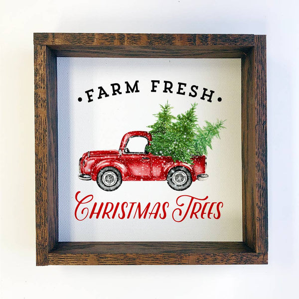 Red Christmas Tree Vintage Truck Little Framed Art Print