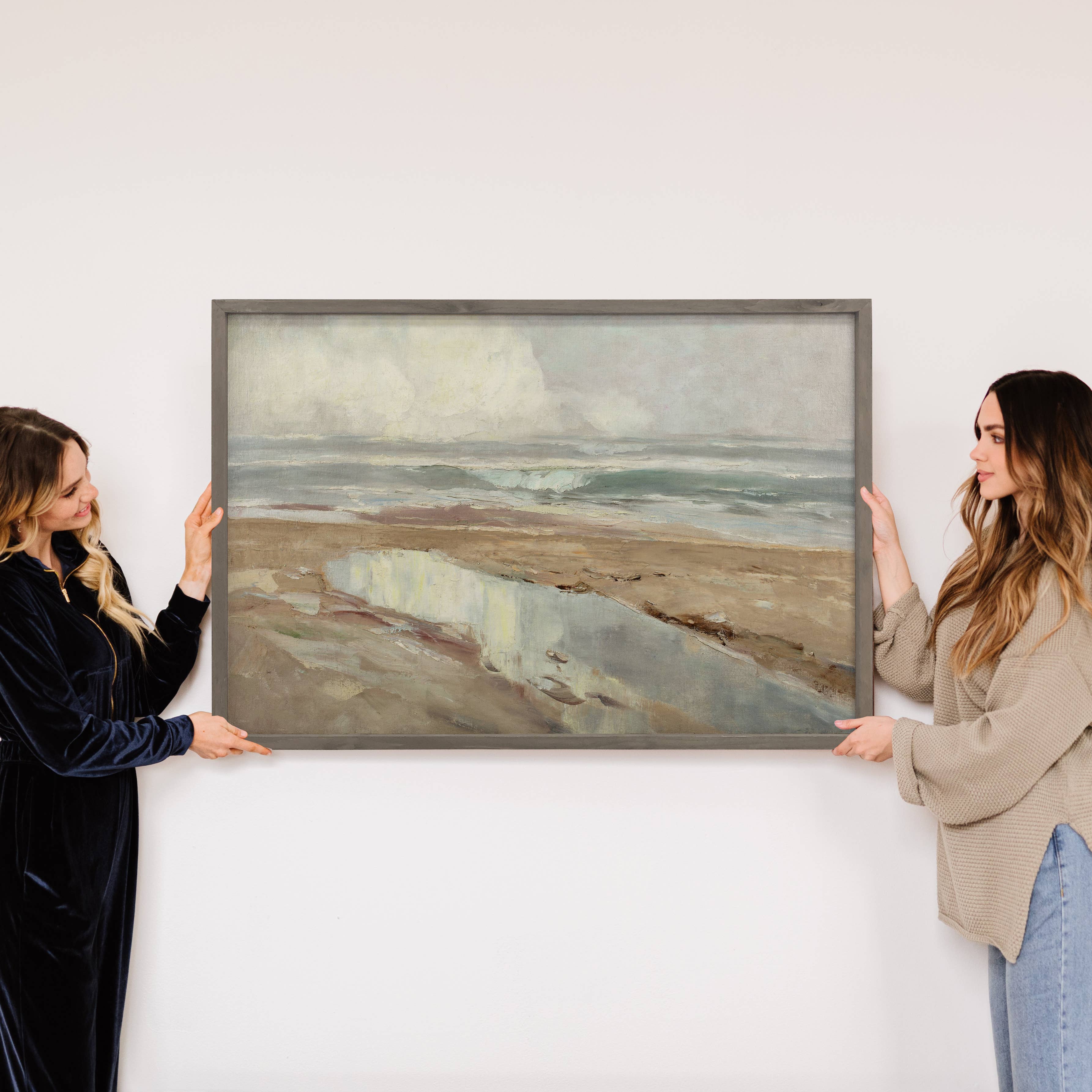 Beige Beach Vintage Abstract - Beach House Canvas Art
