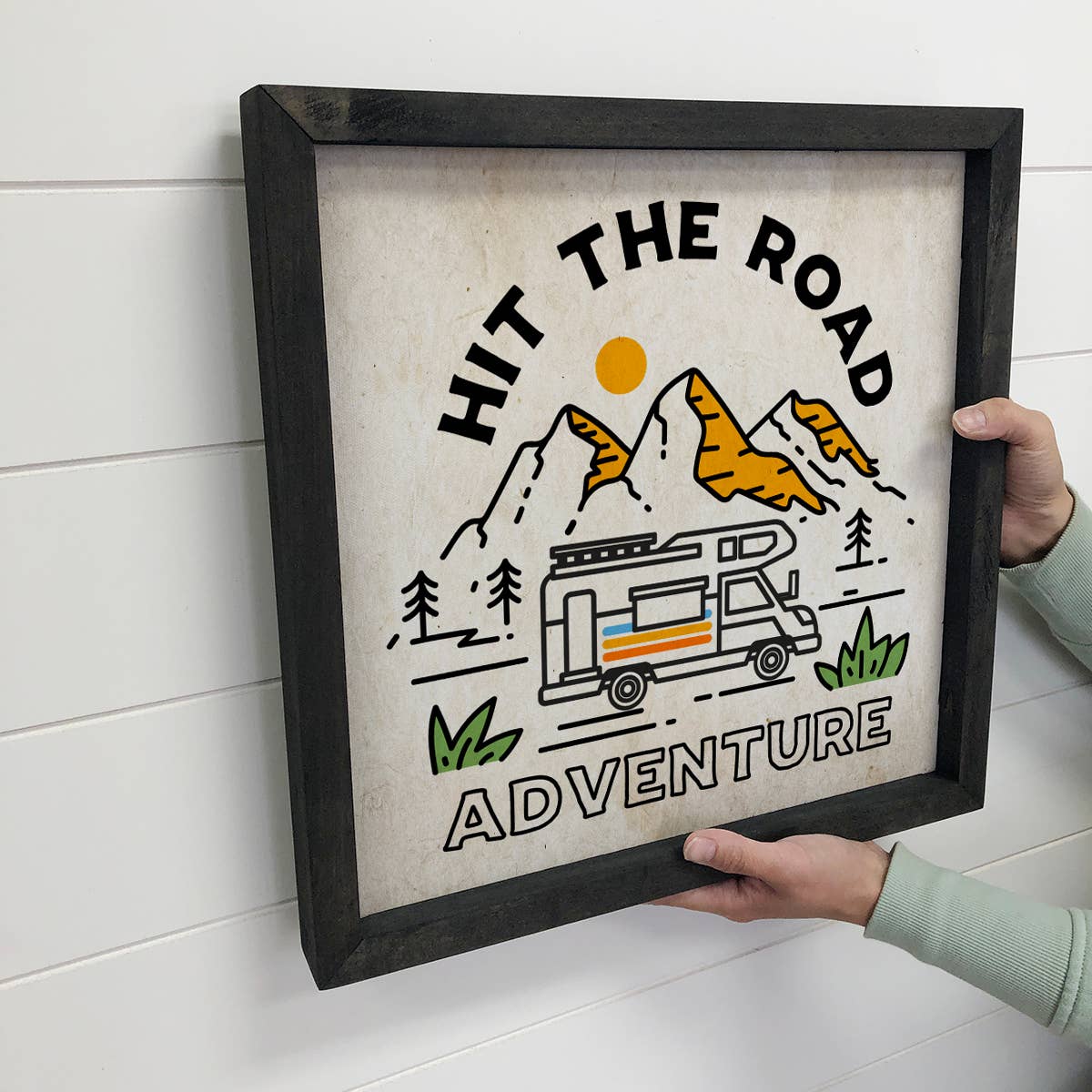 Hit the Road Adventure RV Camper Small Décor Wood Frame
