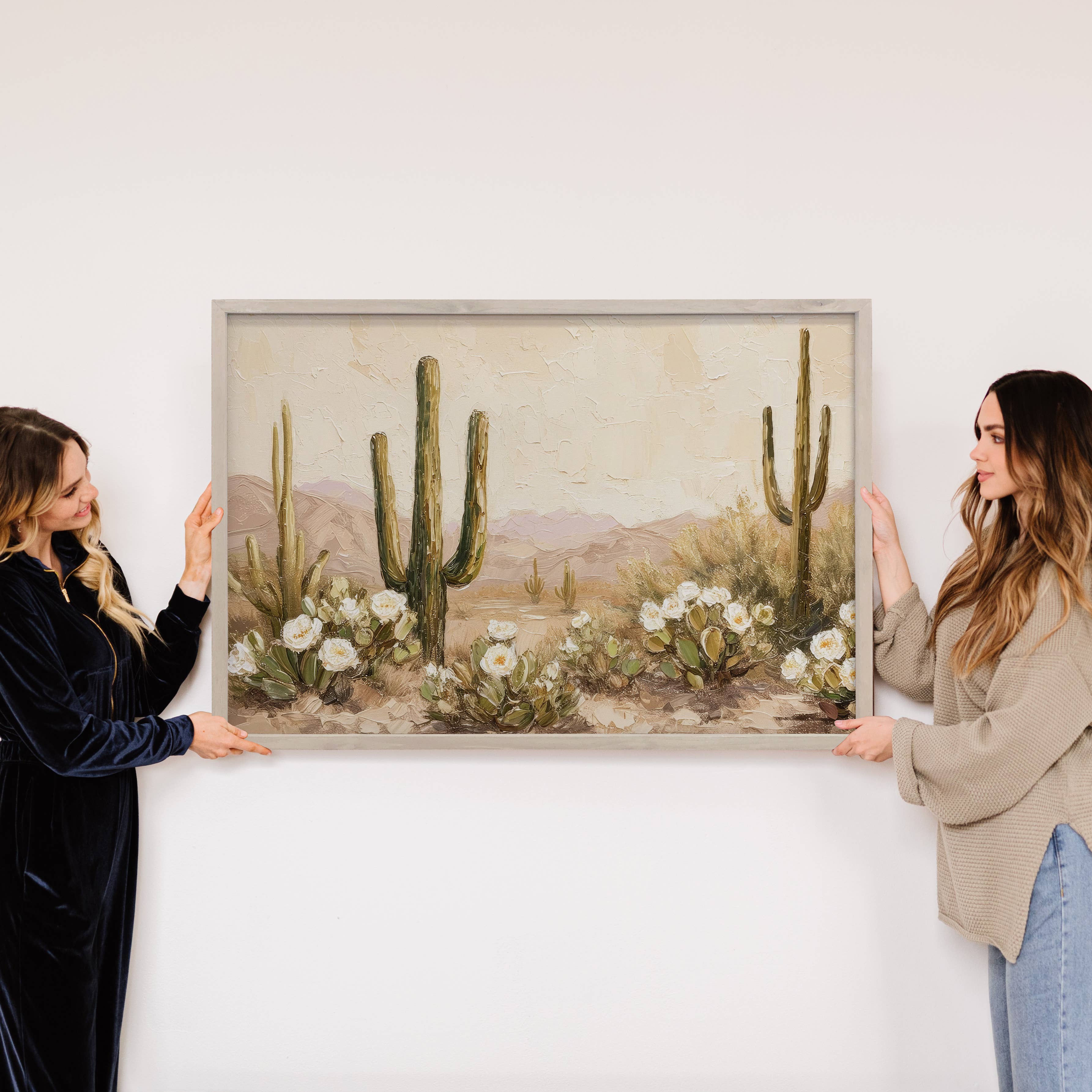 Blooming Beige Desert - Desert Landscape - Wood Framed Art