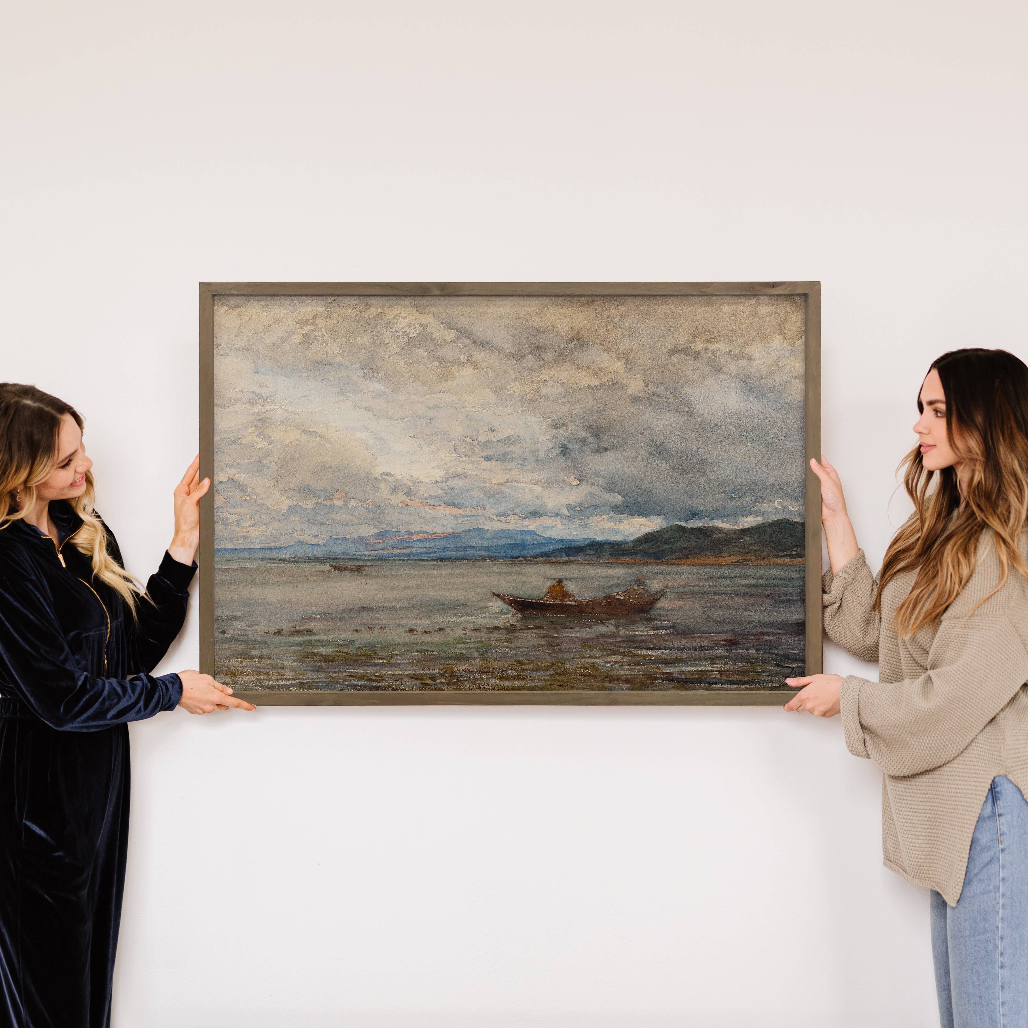 Lone Fisherman - Lake House Canvas Art - Wood Framed Art