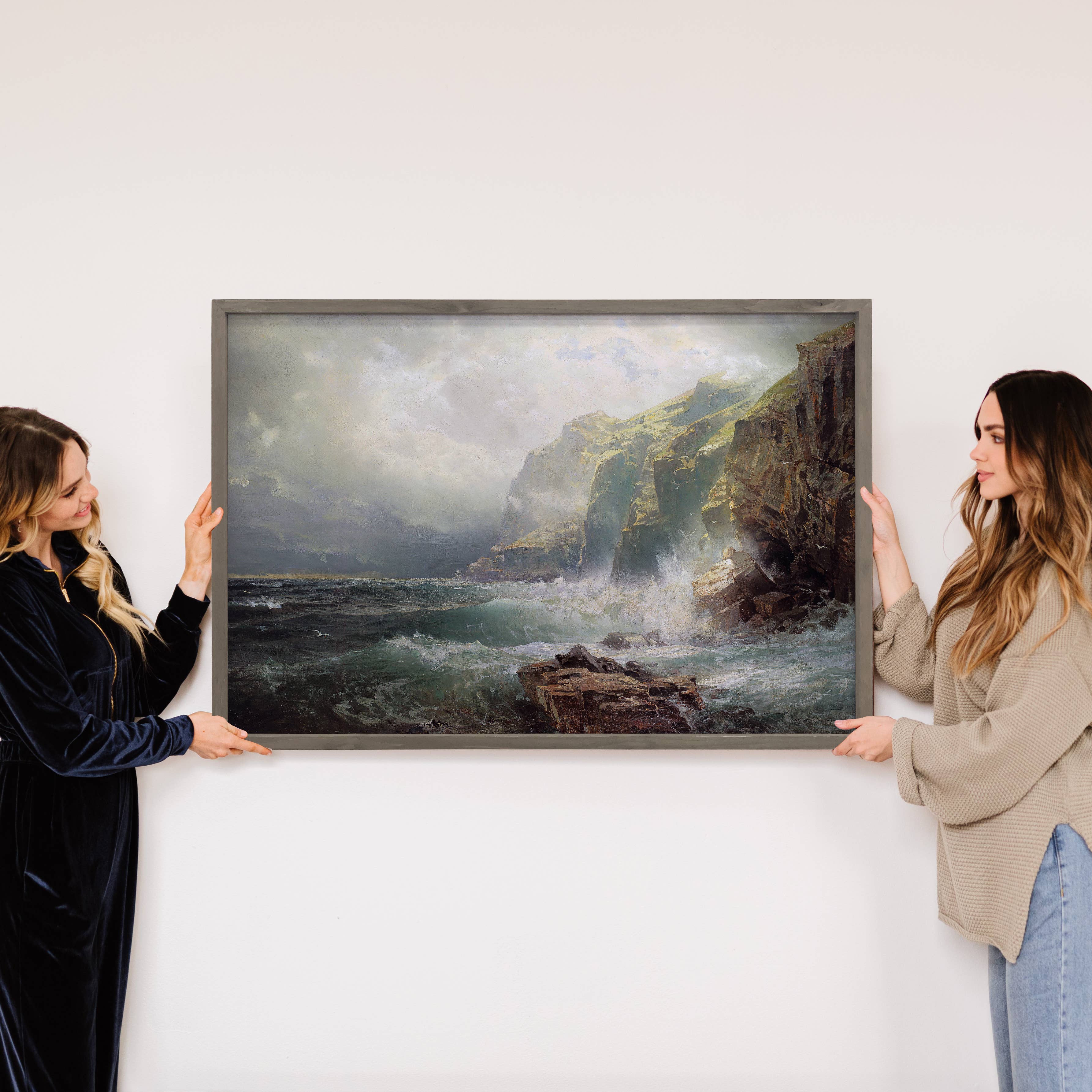 Cornwall England Rocky Coastline - Ocean Canvas Art - Framed