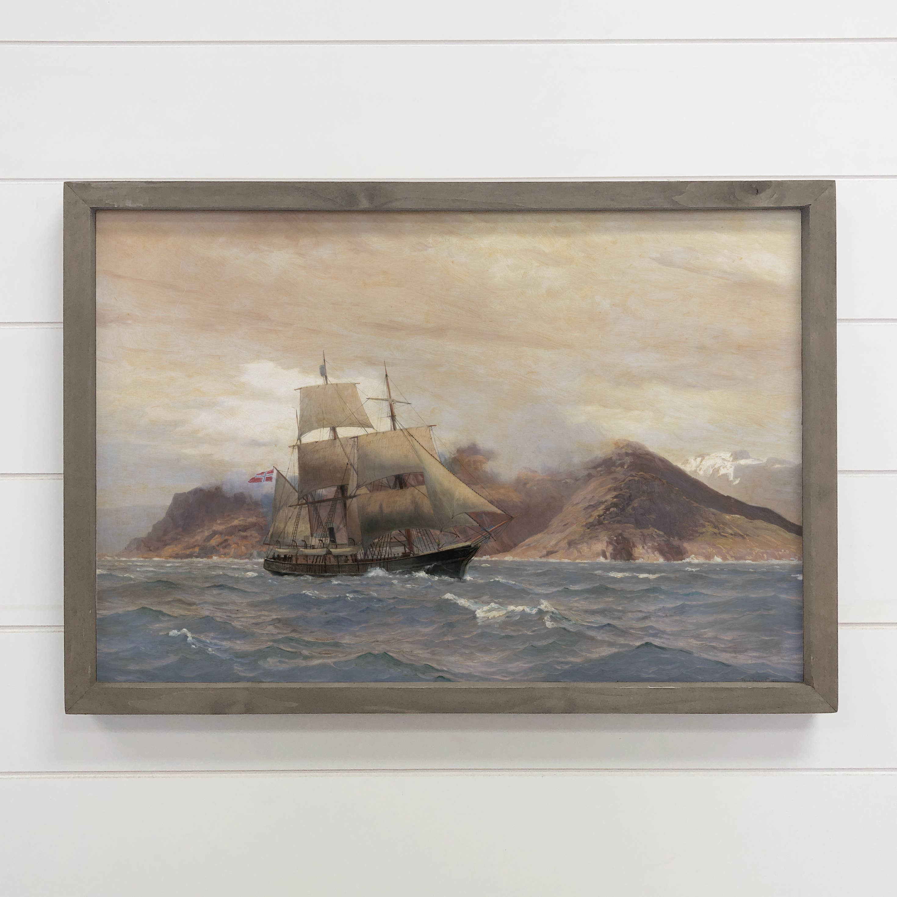 Norwegian Ship - Ship on Water Canvas Art - Wood Framed Art
