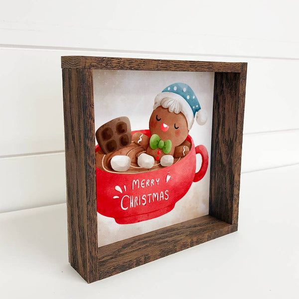Gingerbread Cocoa Bath - Funny Holiday Art - Framed Wall Art