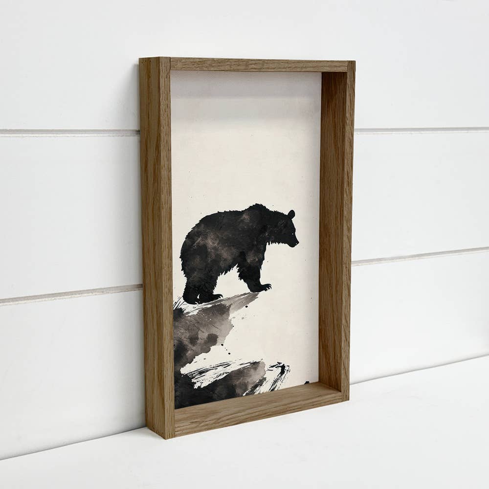 Black Bear Overlook - Cabin Canvas Art - Wood Framed Art