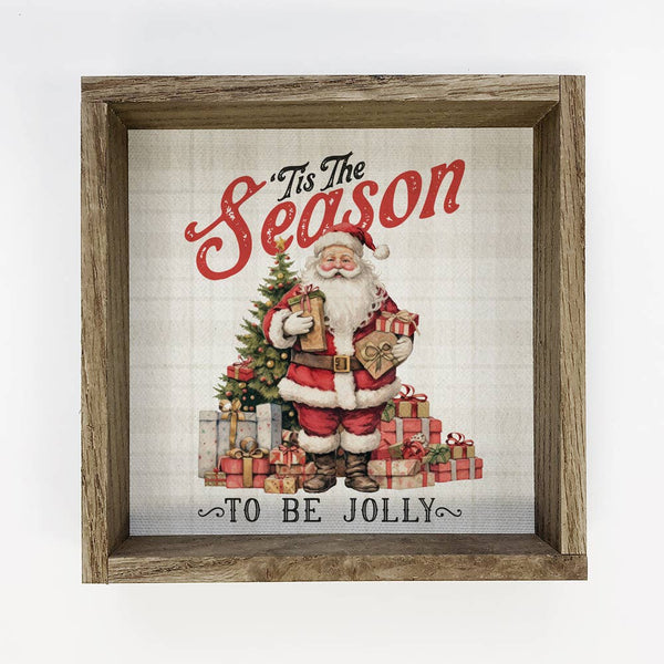 Tis the Season to be Jolly - Vintage Santa Canvas Wall Art