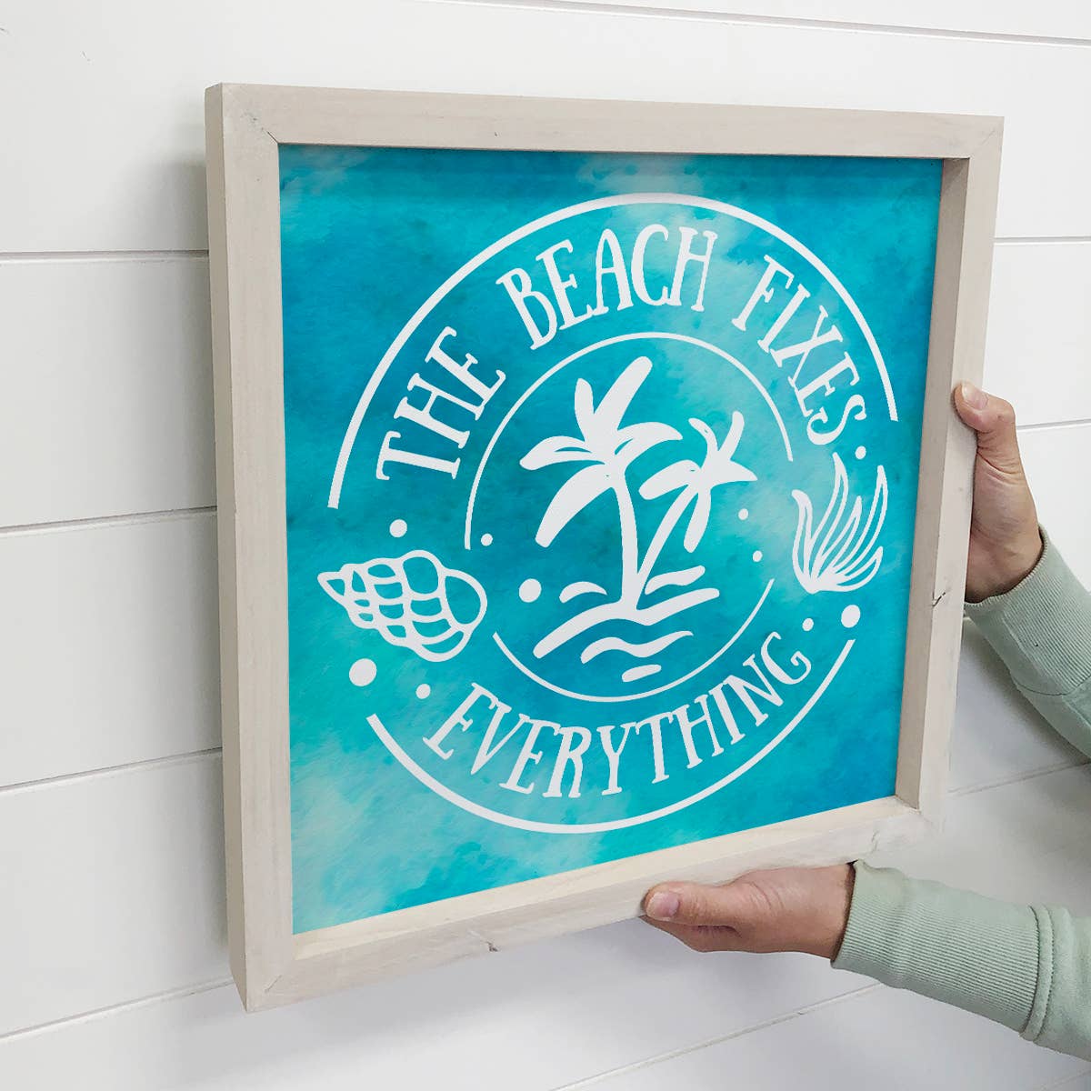 The Beach Fixes Everything - Beach Canvas Word Art - Framed