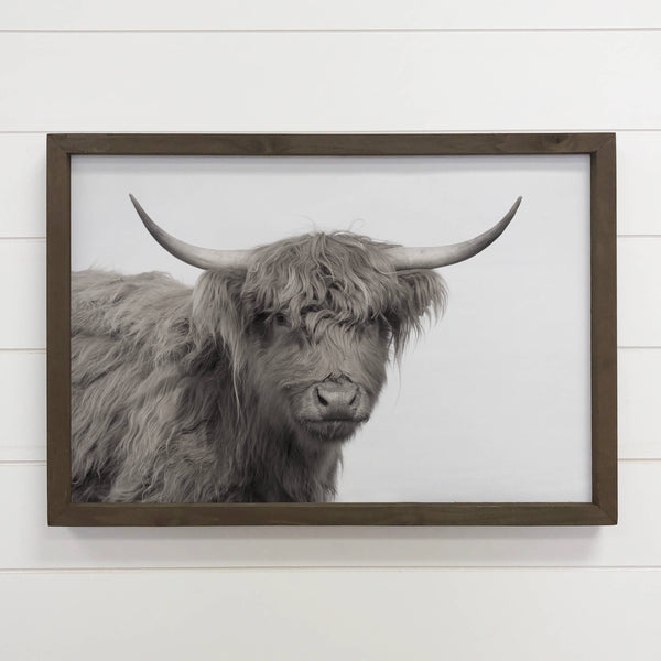 Highland Cow Face - Farmhouse Wall Art - Framed Animal Photo