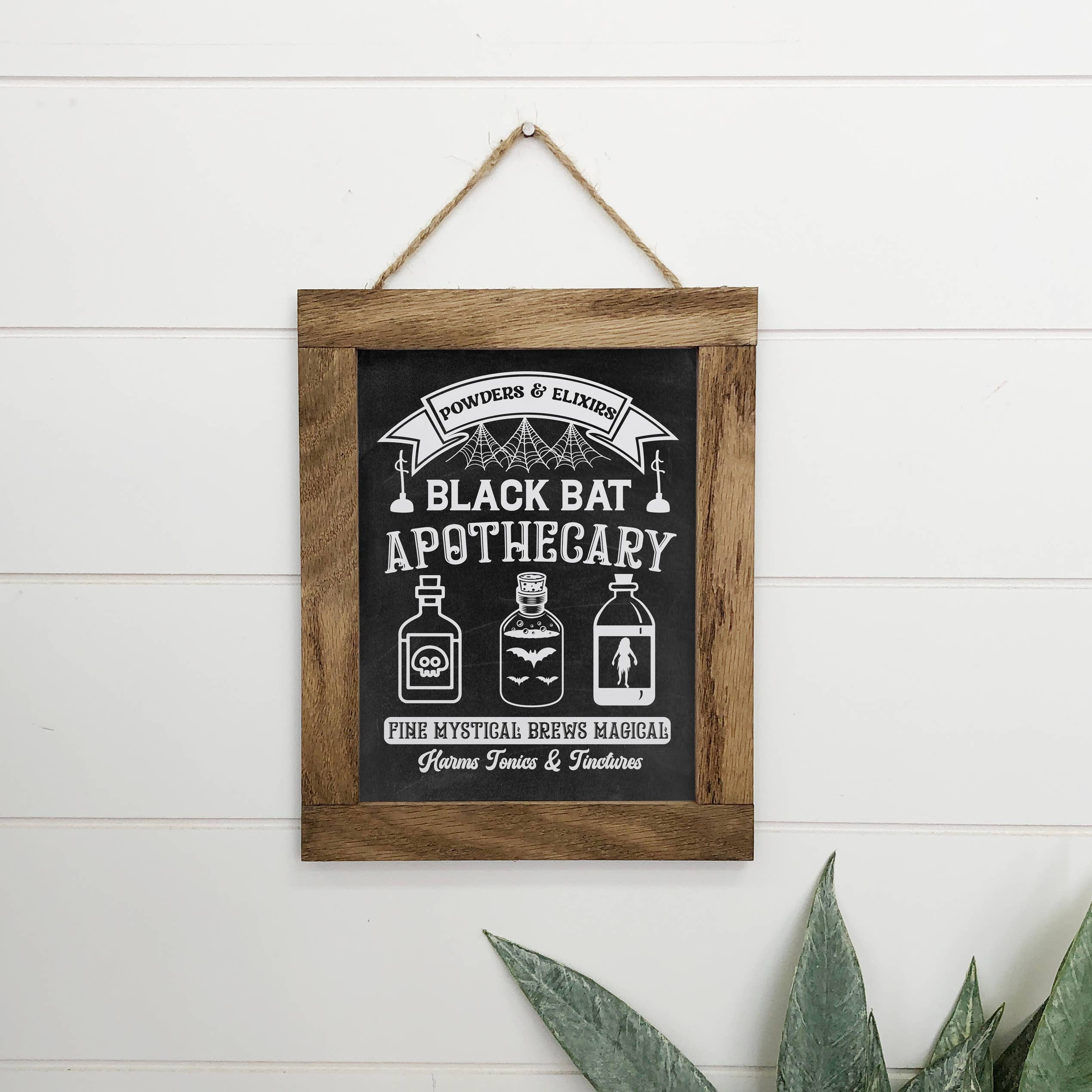 Black Bat Apothecary Black Canvas with Wood Frame