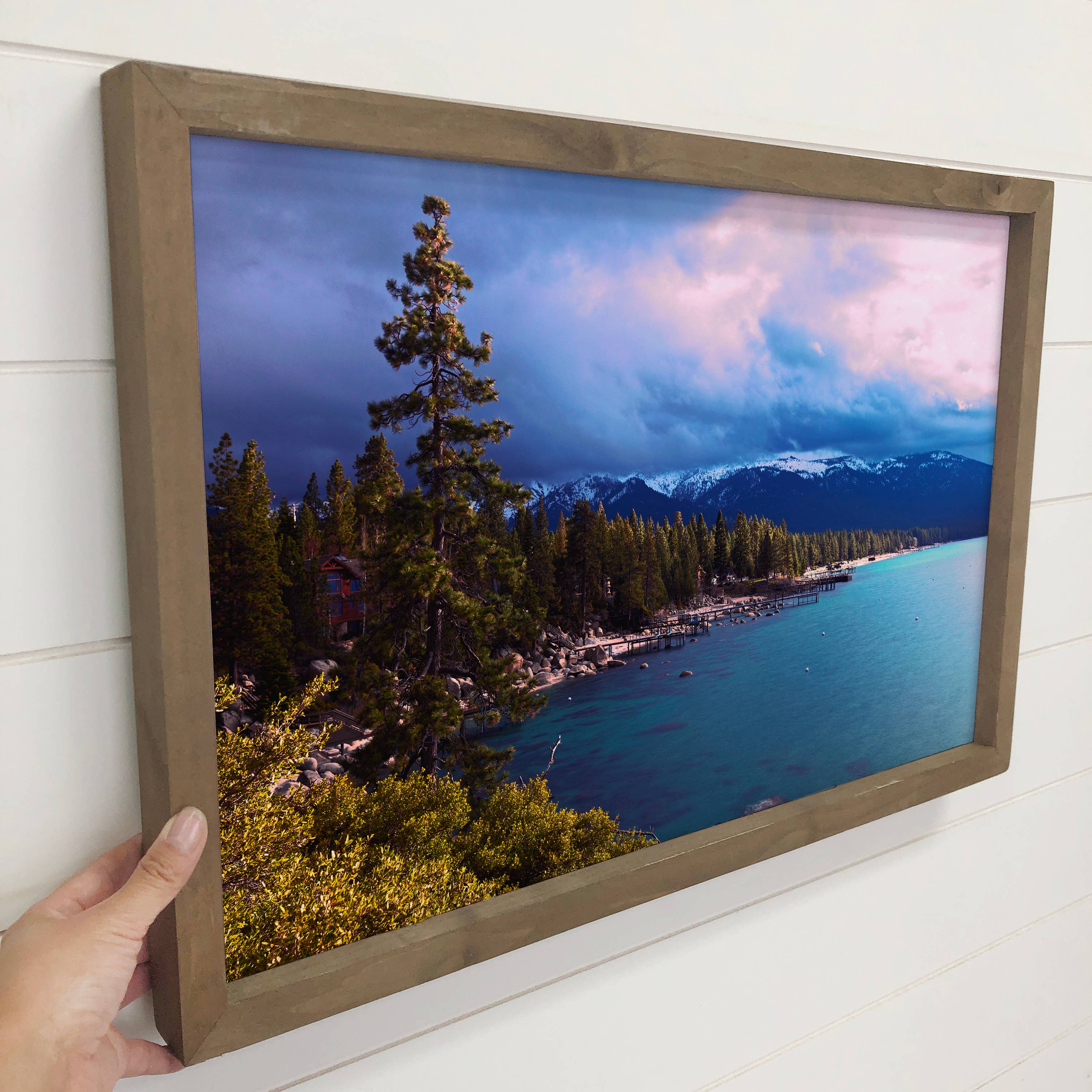 Lake Tahoe Purple Sky - Mountain Landscape Canvas Art