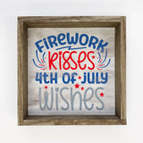 4th of July Firework Kisses - Patriotic Word Art - Framed