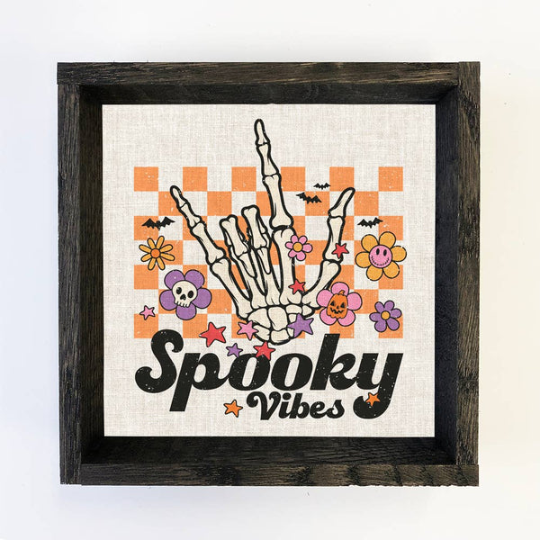 Retro Halloween Spooky Vibes - Cute Halloween Canvas Sign