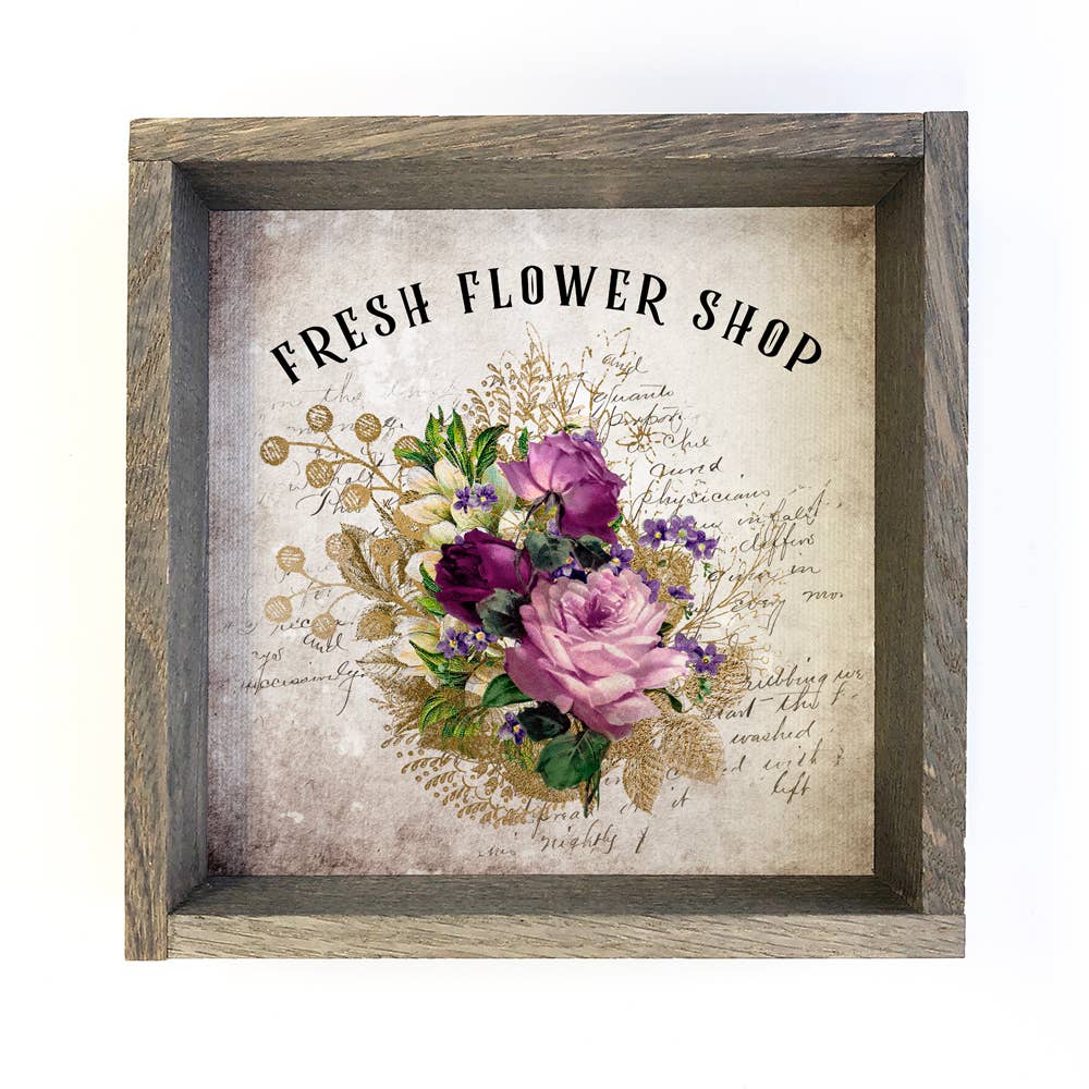 Fresh Flower Shop Vintage French Inspired Purple Wood Sign