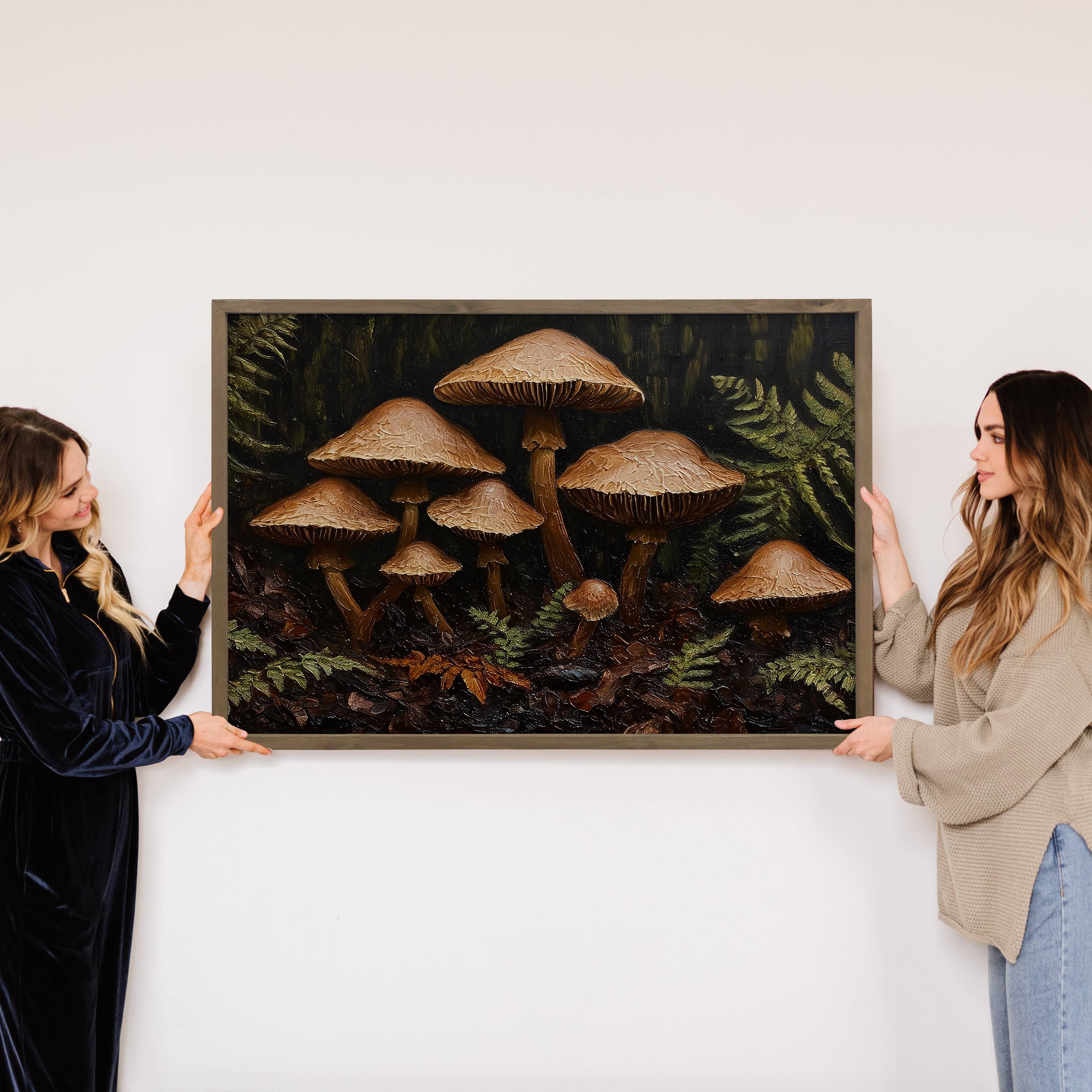 Mushroom Family - Nature Canvas Art - Wood Framed Wall Art