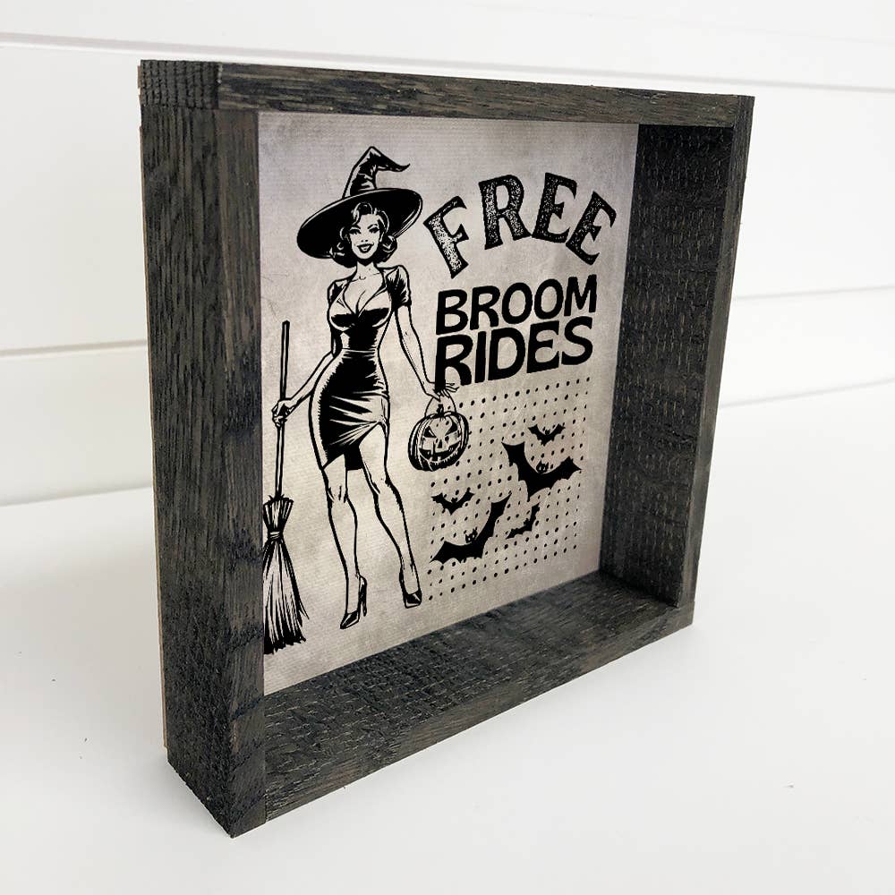 Free Broom Rides Witch - Halloween Canvas Art - Wood Framed