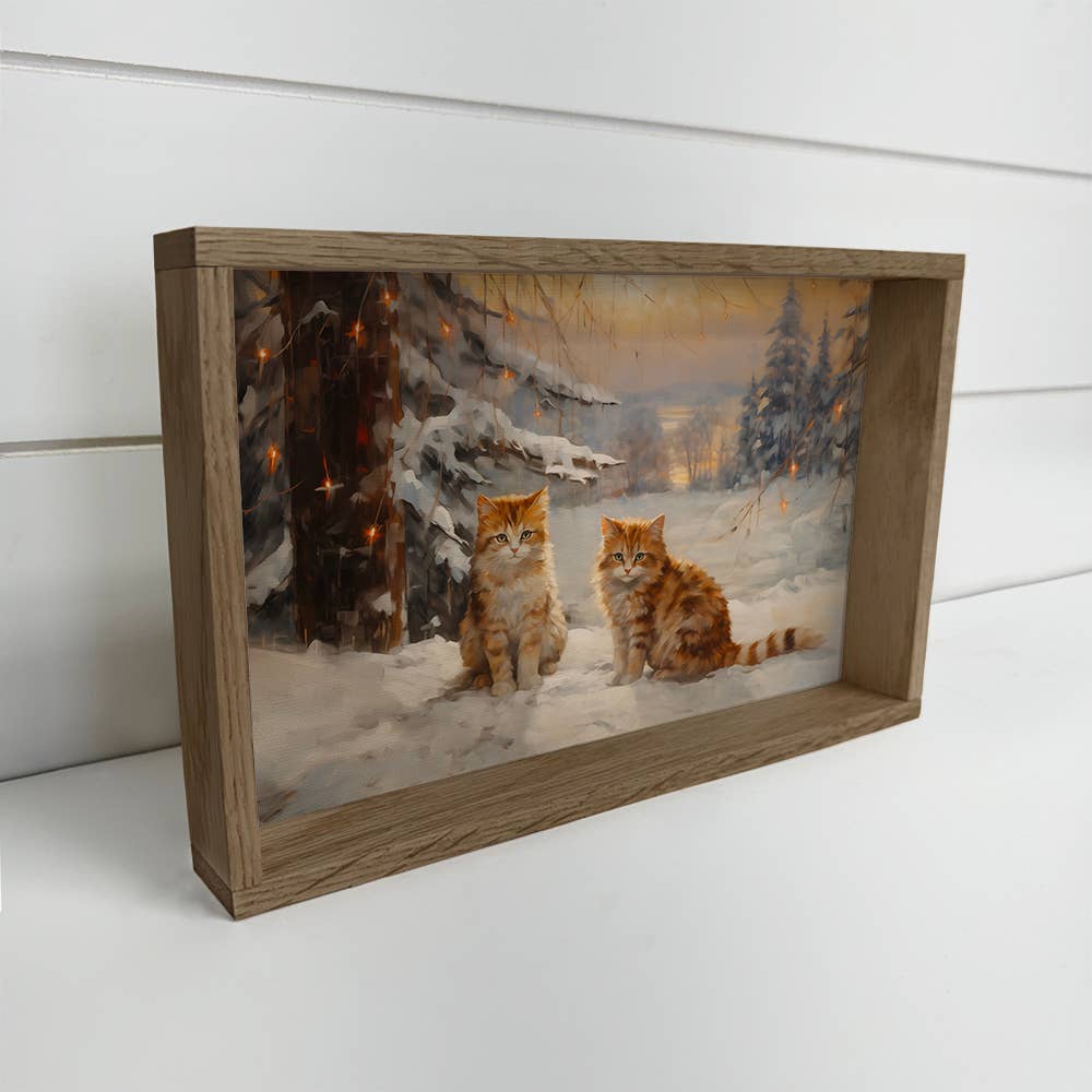 Christmas Tabby Cats - Animal Christmas Canvas Art - Framed