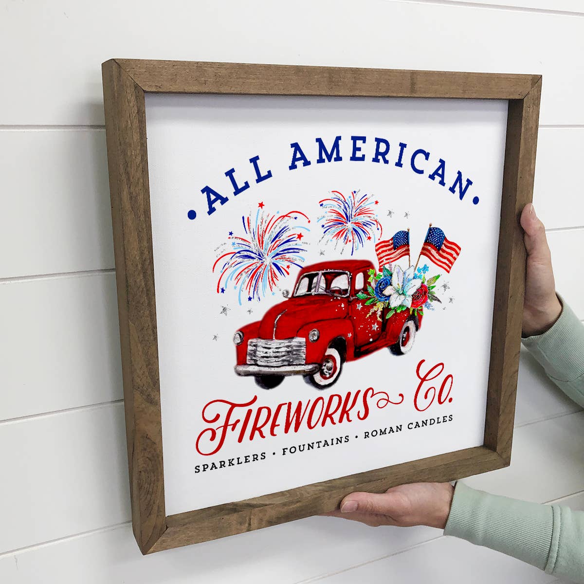 4th of July Summer Décor-  Fireworks Vintage Truck Wood Sign