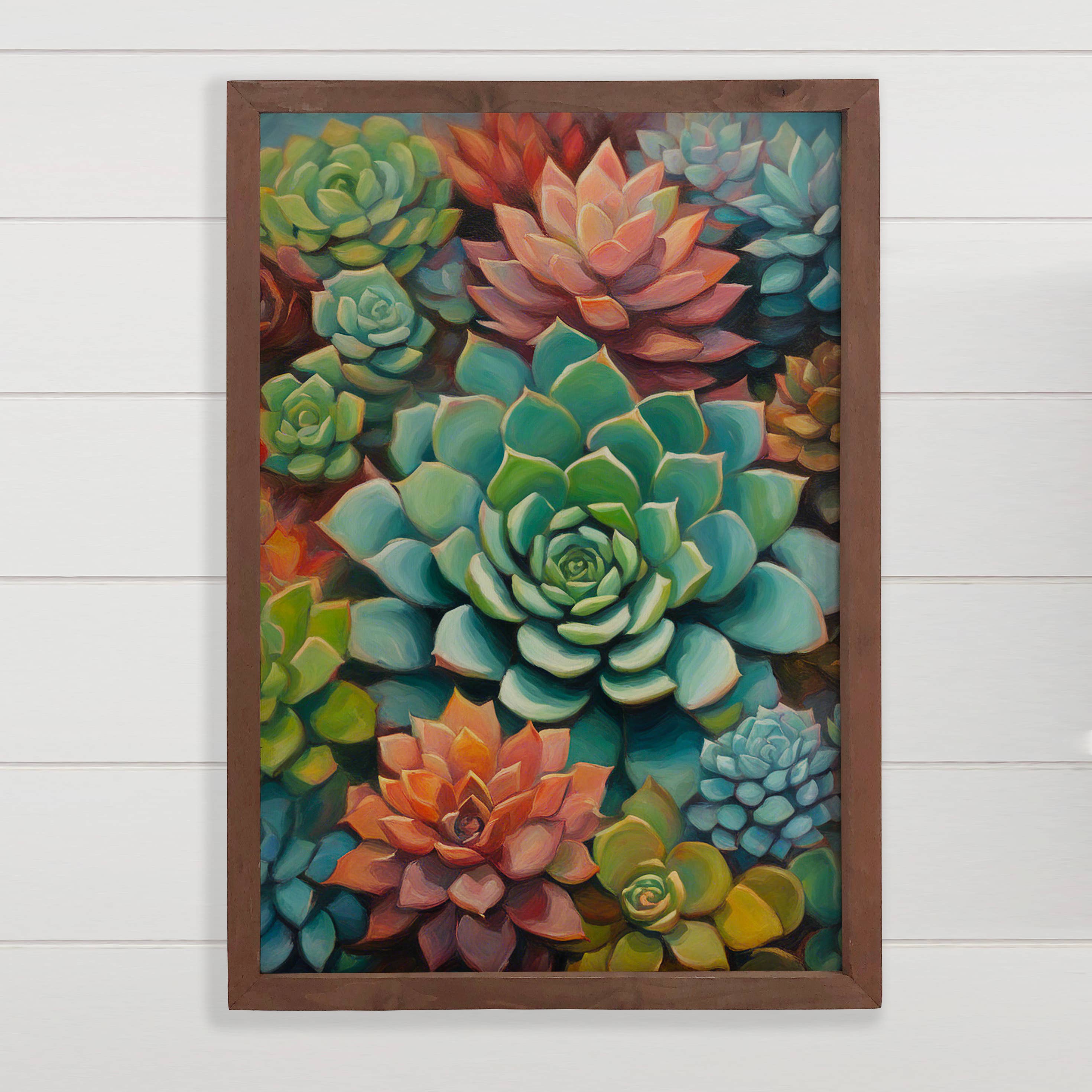 Succulent Medley - Nature Canvas Art - Wood Framed Decor