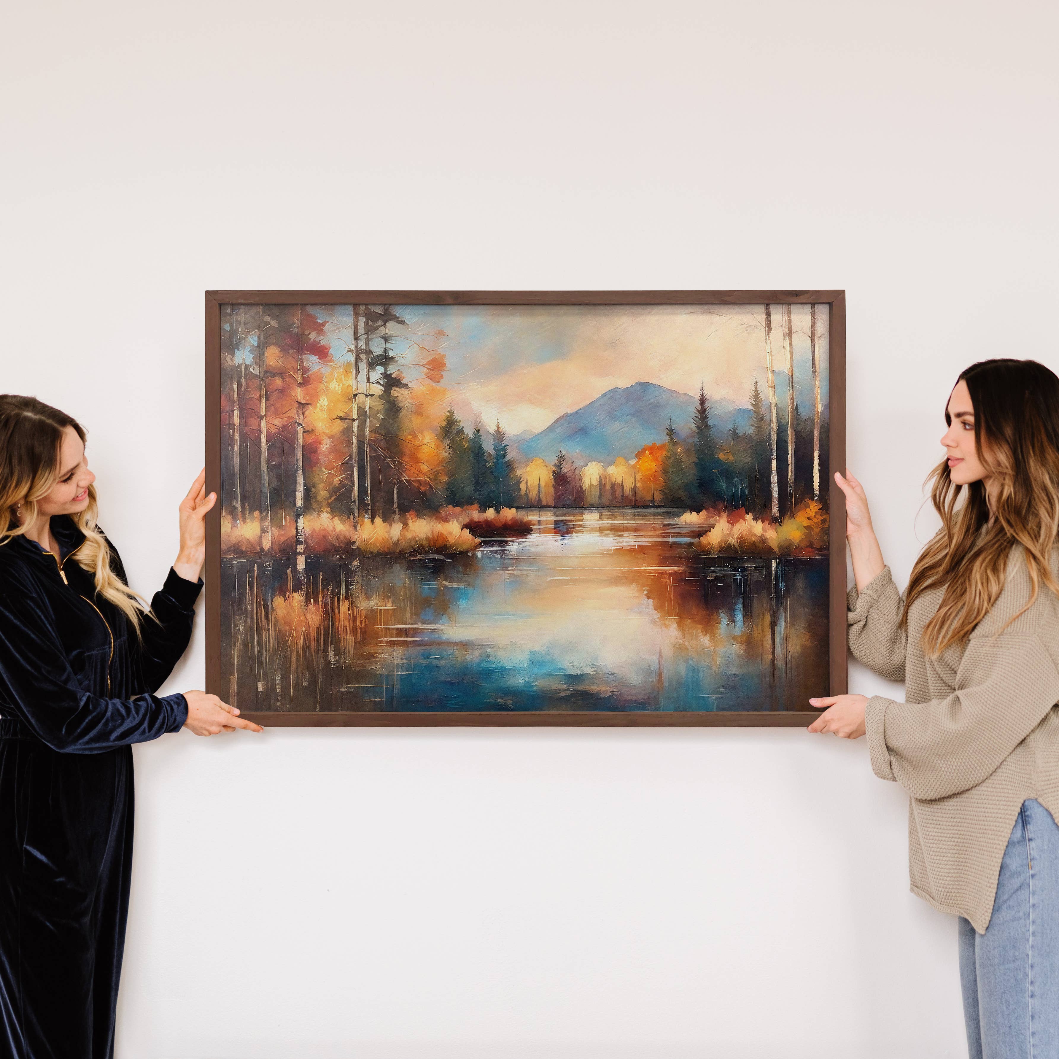 Autumn Lake Reflection - Mountain Landscape Canvas Art