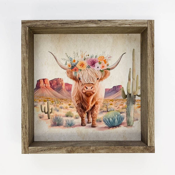 Highland Cow in Desert - Desert wall Art - Highland Cow