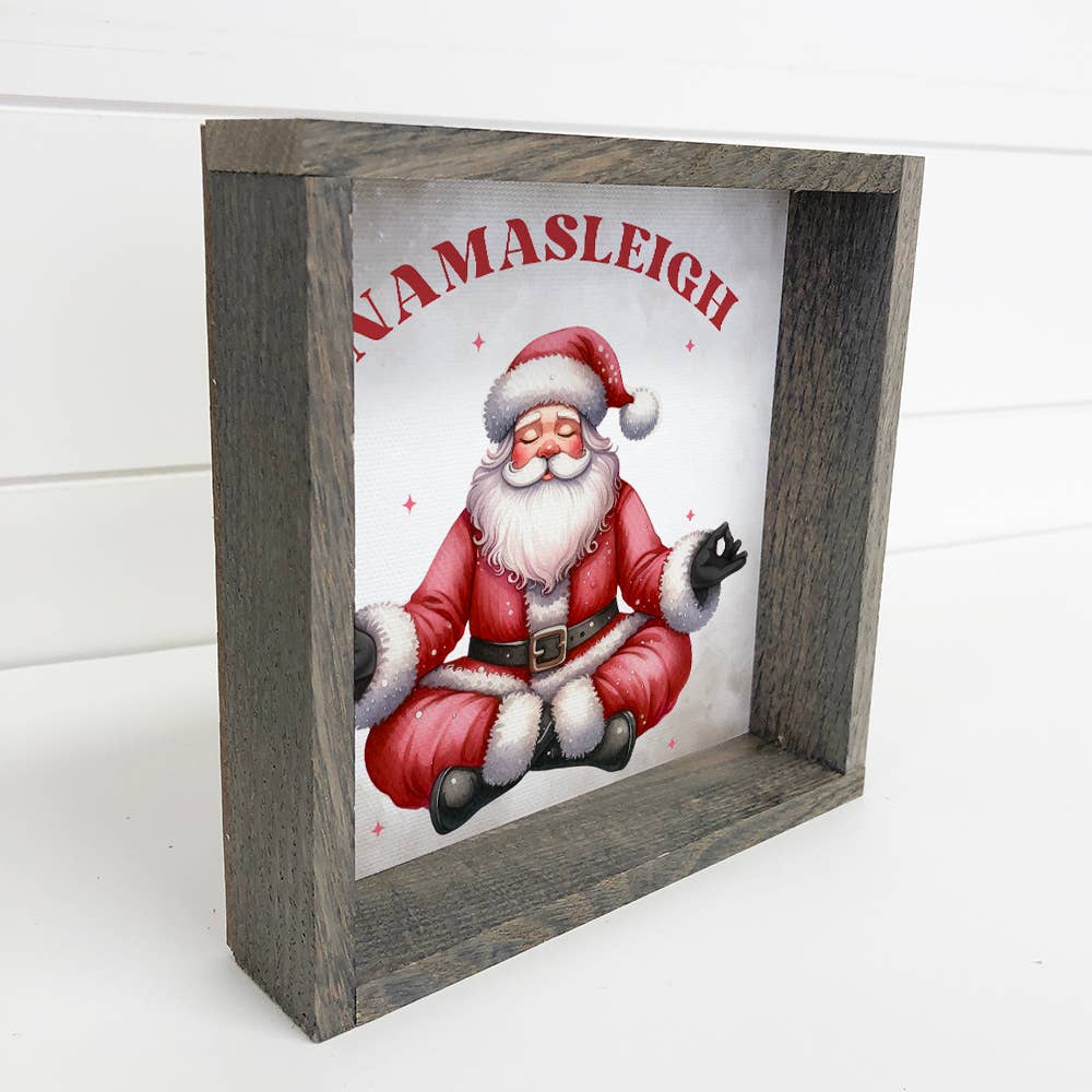 Namasleigh Santa Yoga - Santa Canvas Art - Wood Framed Art