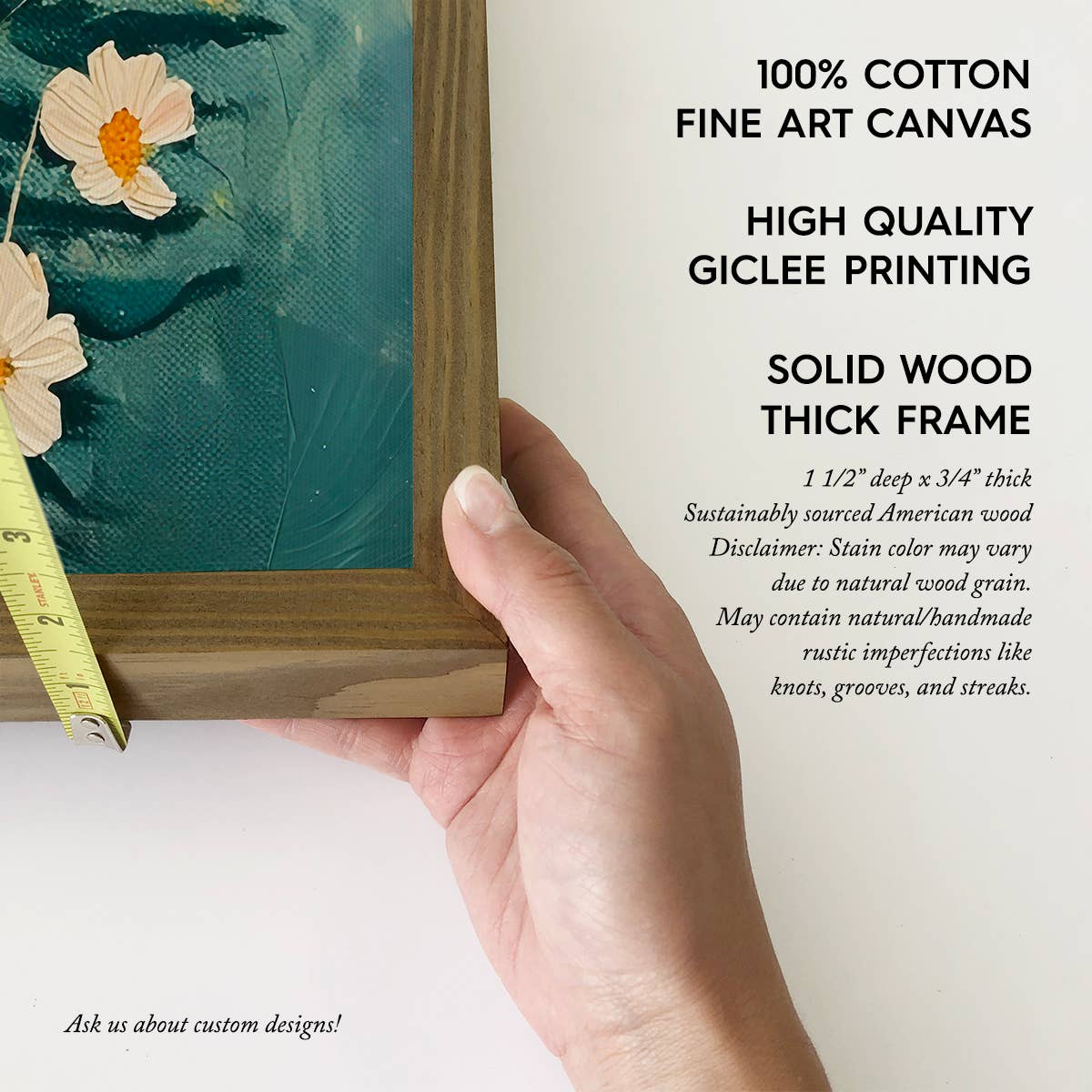Ferns and Flowers - Flower Canvas Art - Wood Framed Artwork