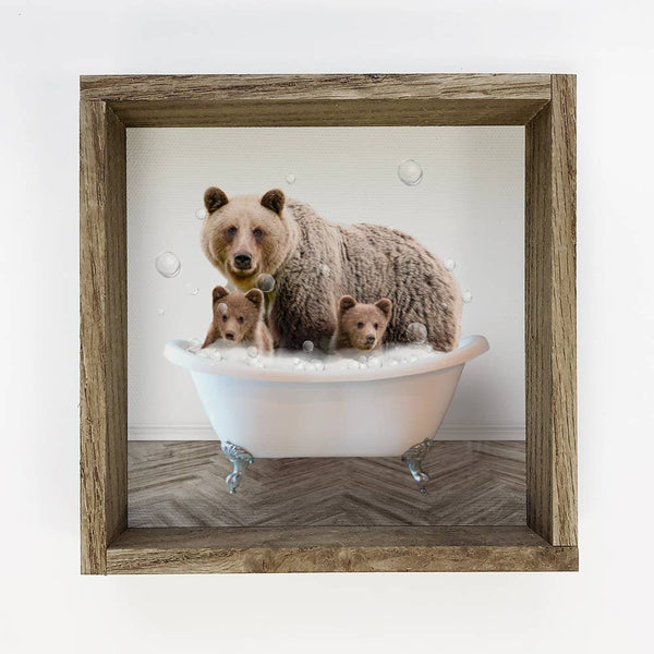 Mama Bear & Baby Cubs in Bathtub Mother's Day Bathroom Gift