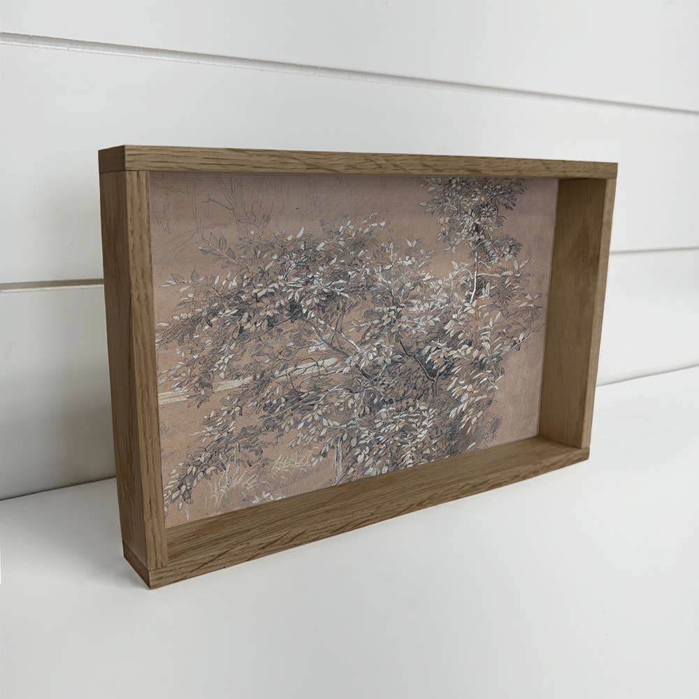 Beige Foliage - Farmhouse Flower Canvas Art - Wood Framed