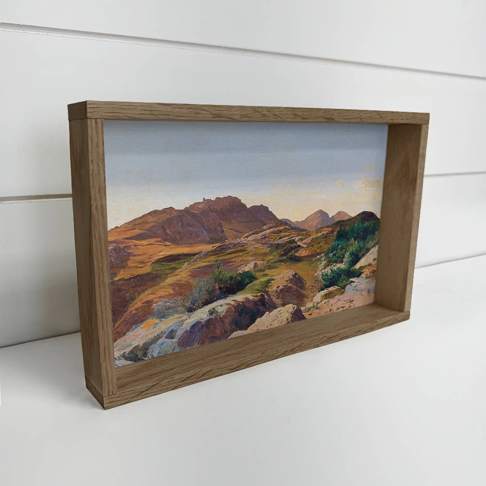 Green Edge Mountain Land - Mountain Landscape - Wood Framed