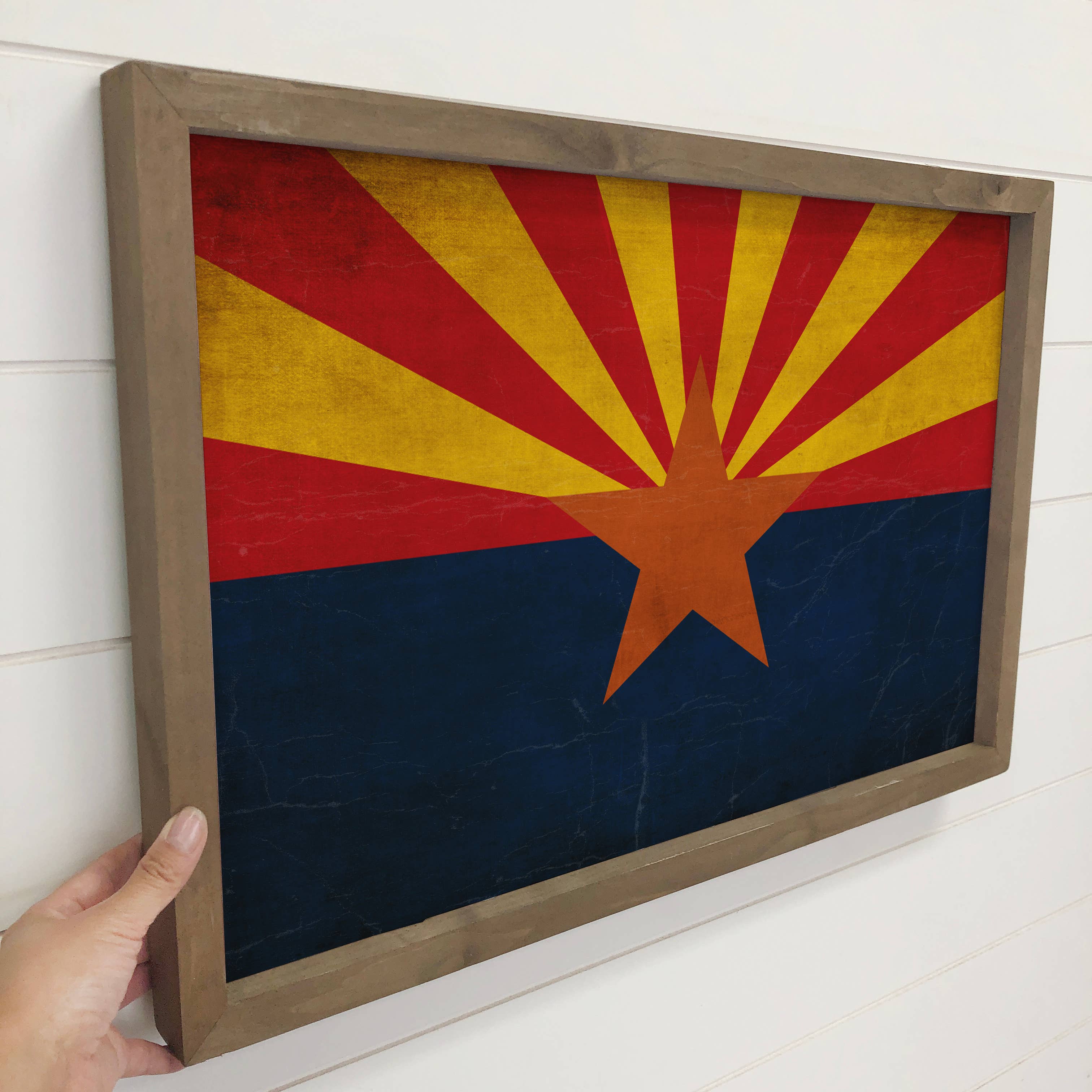 Arizona Vintage Flag - Any State Framed Canvas Art Wood Sign