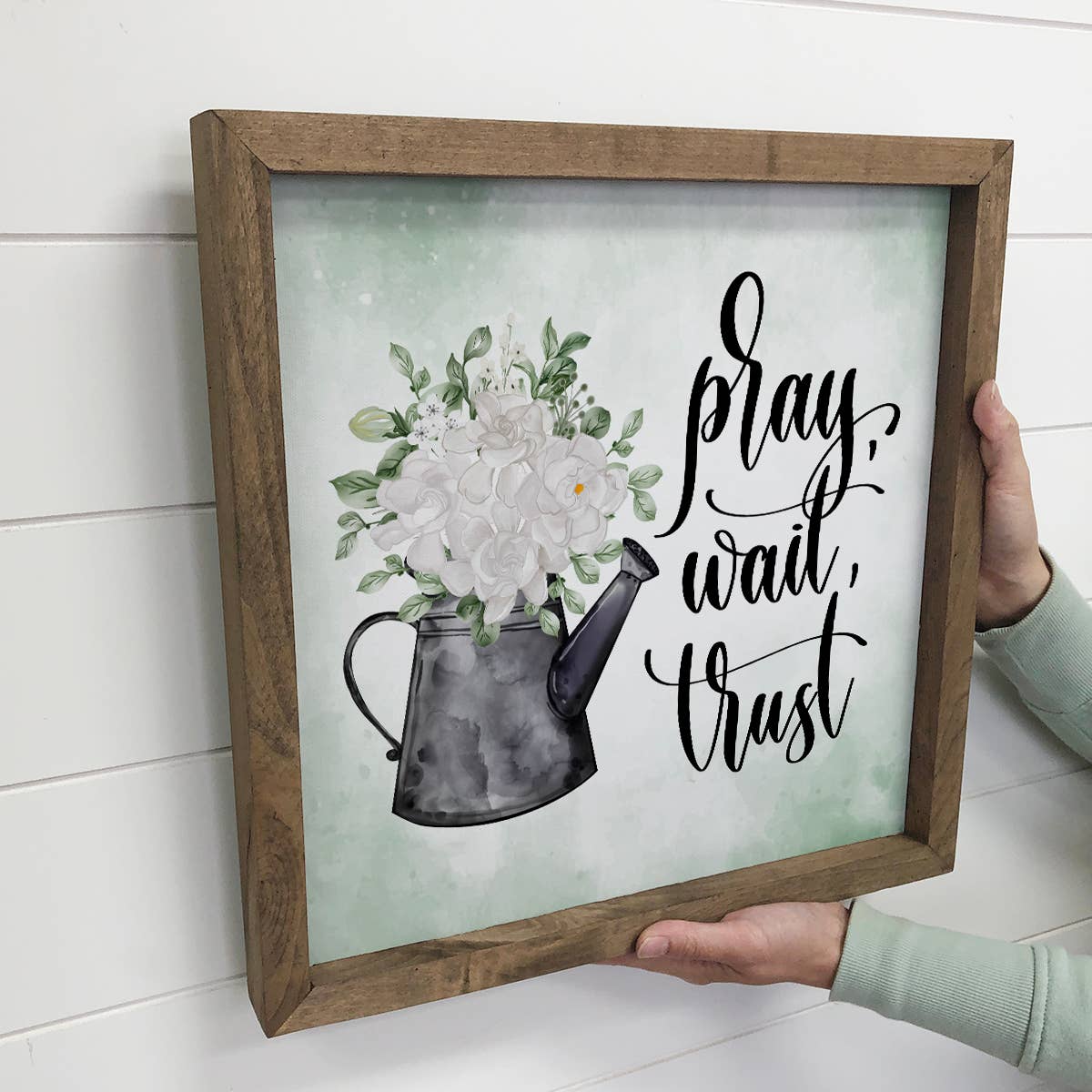 Get Well Card Sign- Pray Wait Trust Small Canvas Sign