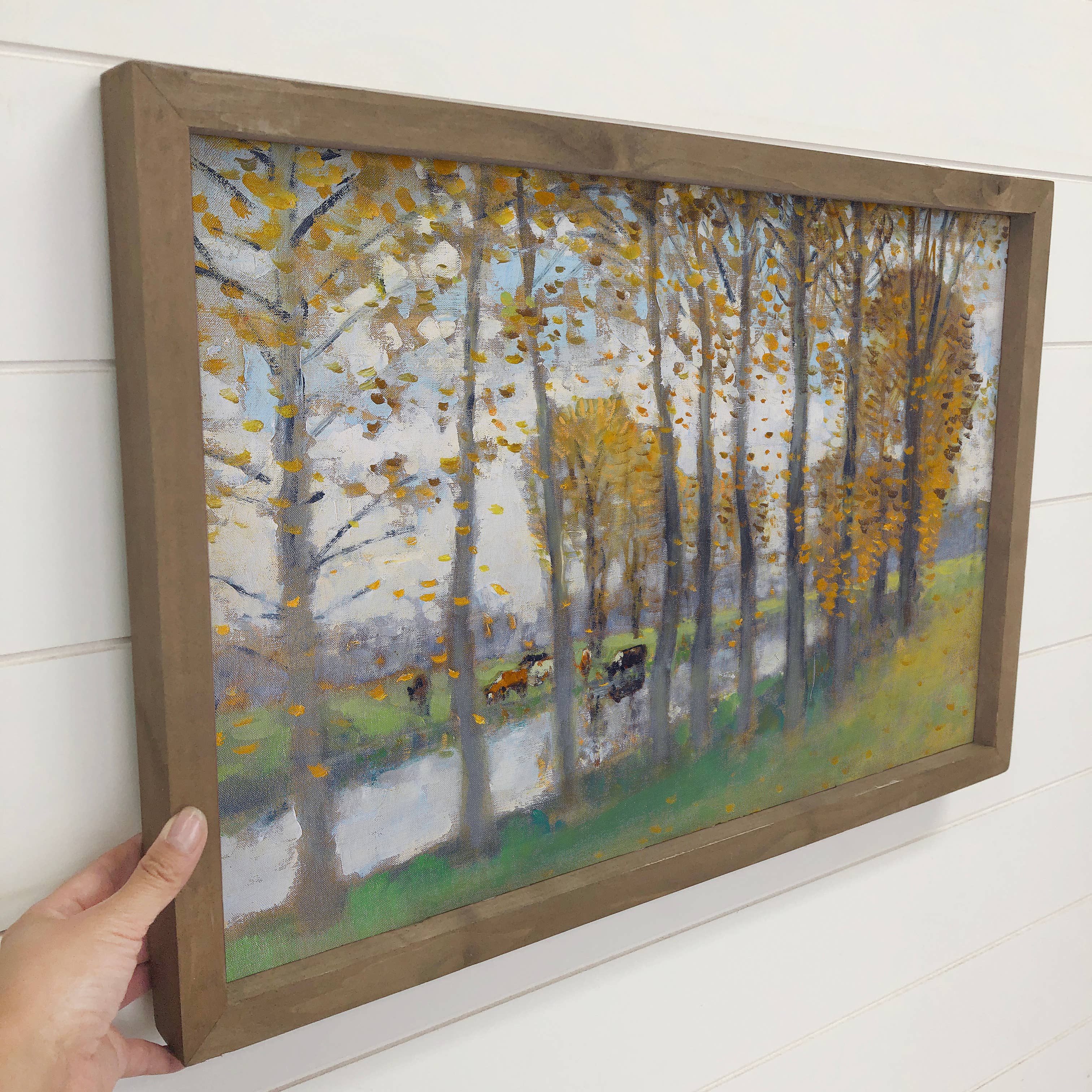 Cows in the Forest - Cow Canvas Art - Wood Framed Decor